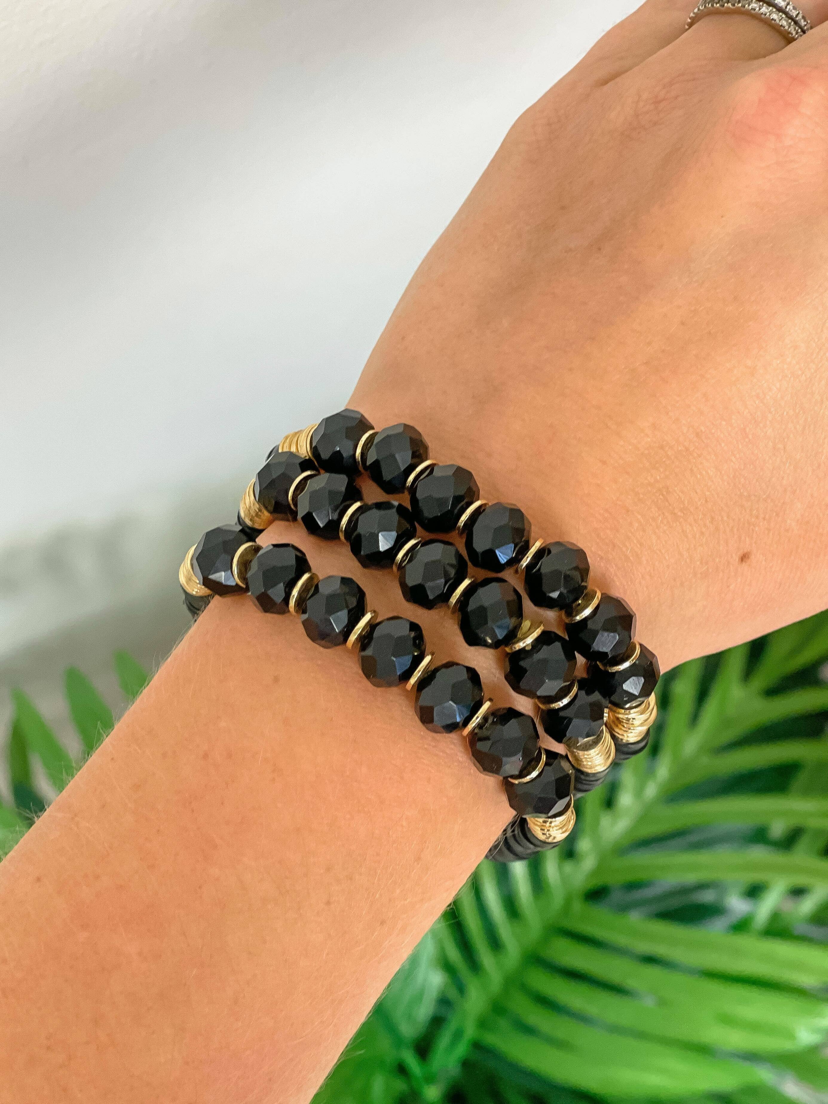 Prep Obsessed Wholesale - Silicone Disc Beaded Stretch Bracelet Stack