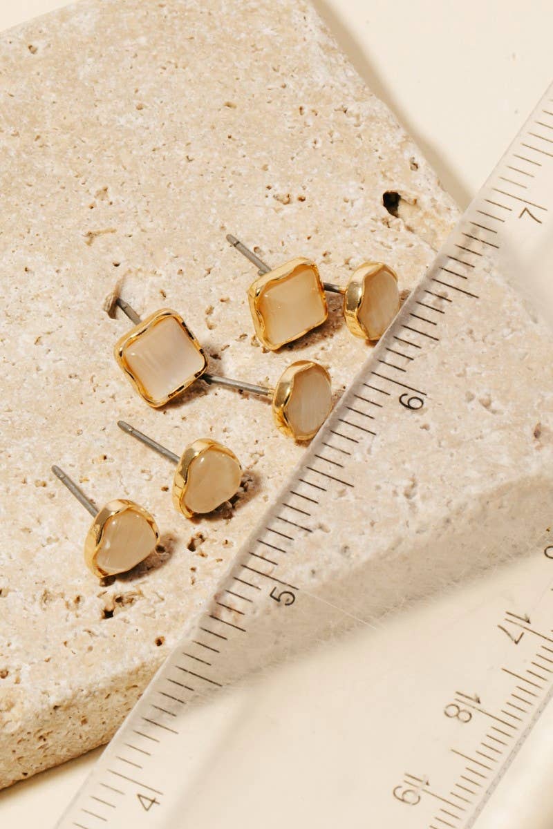 Anarchy Street - Three Pair Gem Stud Earrings Set