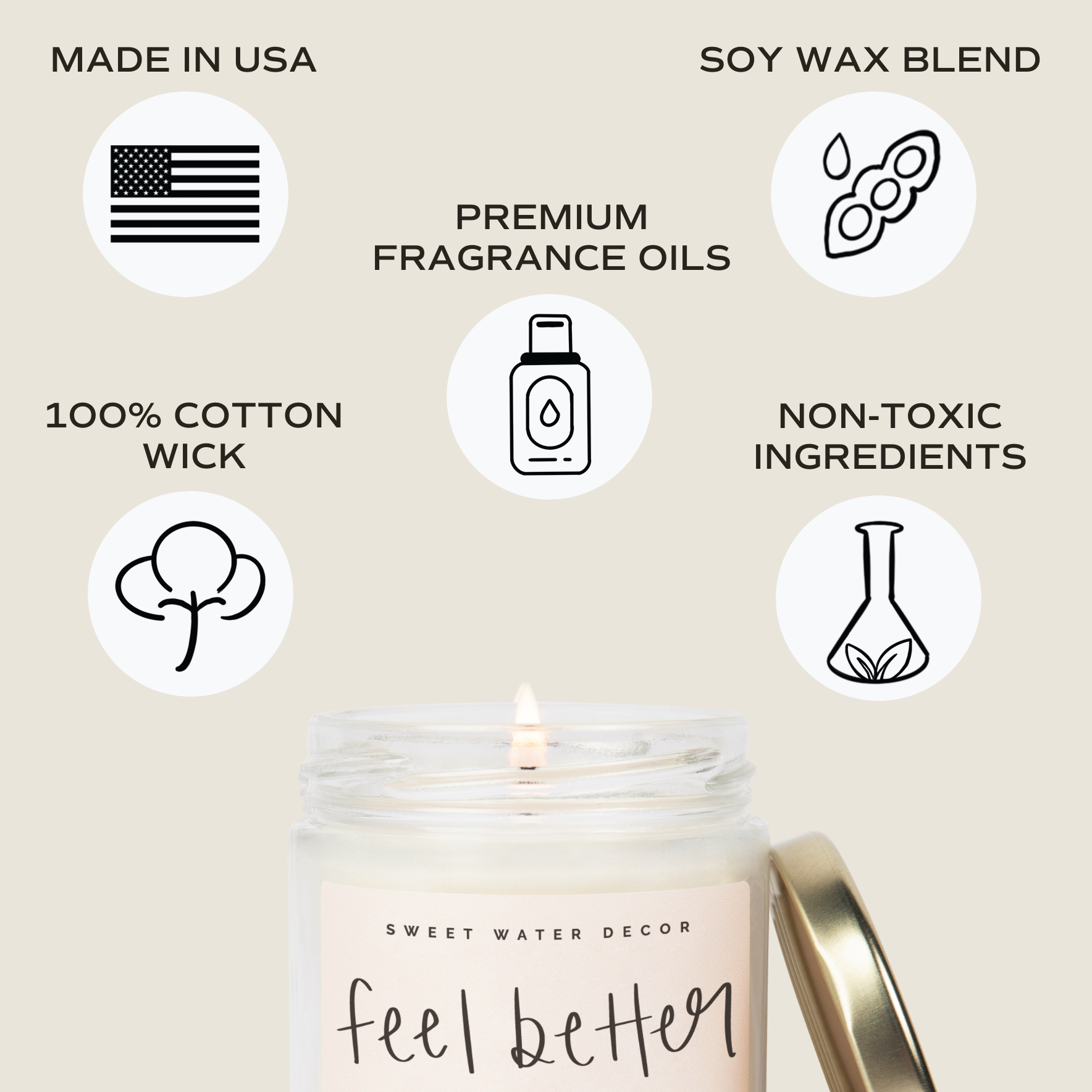 Sweet Water Decor - Feel Better Soon 9 oz Soy Candle - Home Decor & Gifts