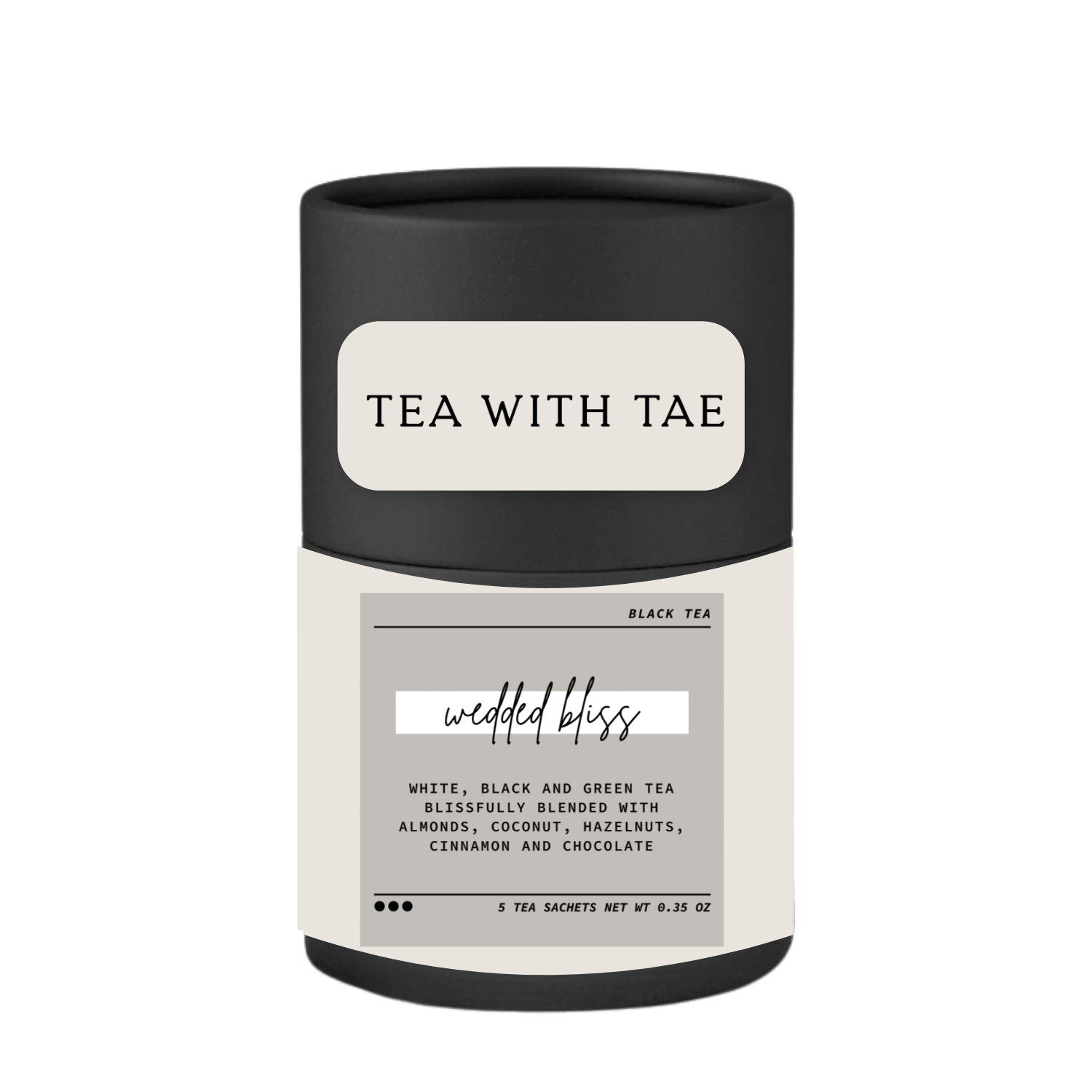 Tea with Tae - Wedded Bliss Artisan Mini Tea Tube Wedding Gift (5 tea bags)
