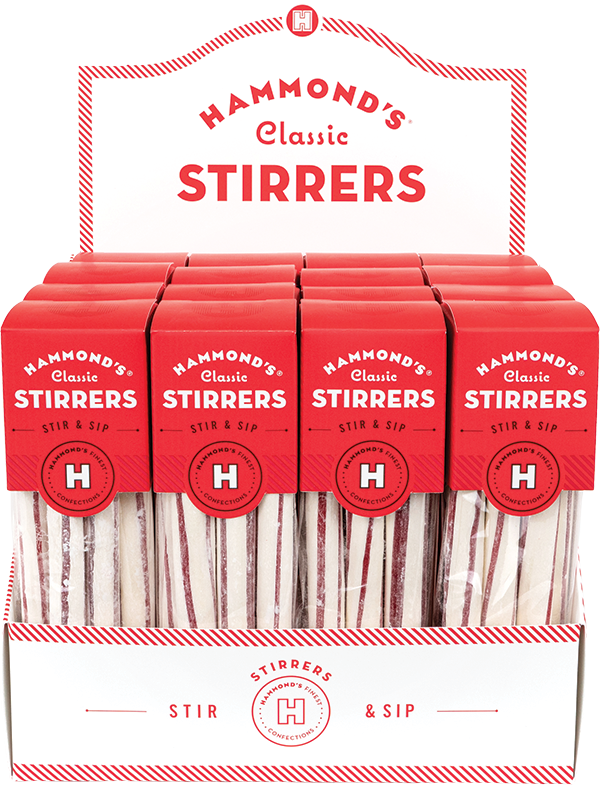 Hammond's Candies - All-Natural Peppermint Cocoa Stirrers -16 Box POP Display