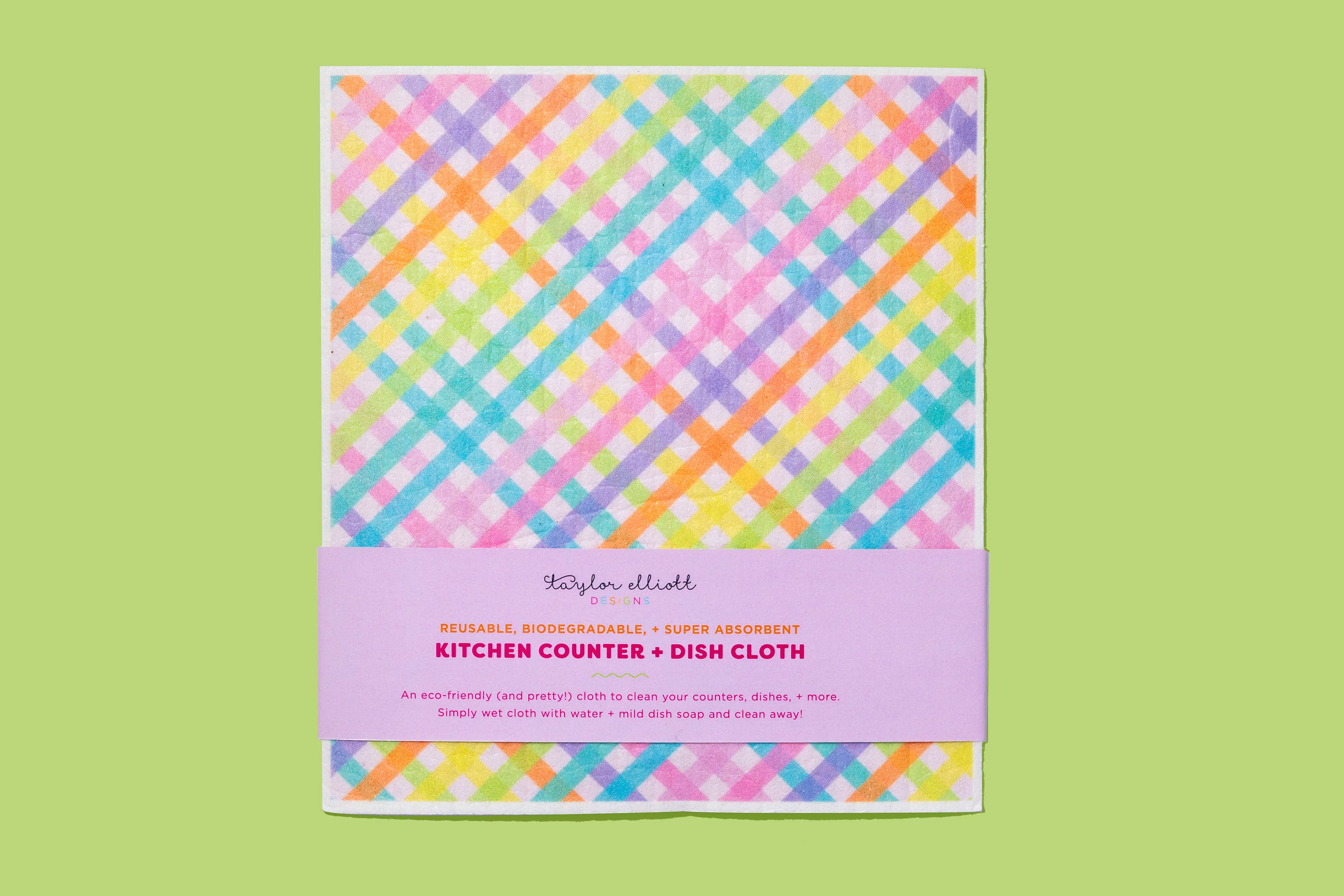 Taylor Elliott Designs - Biodegradable Dish Cloth - Colorful Gingham