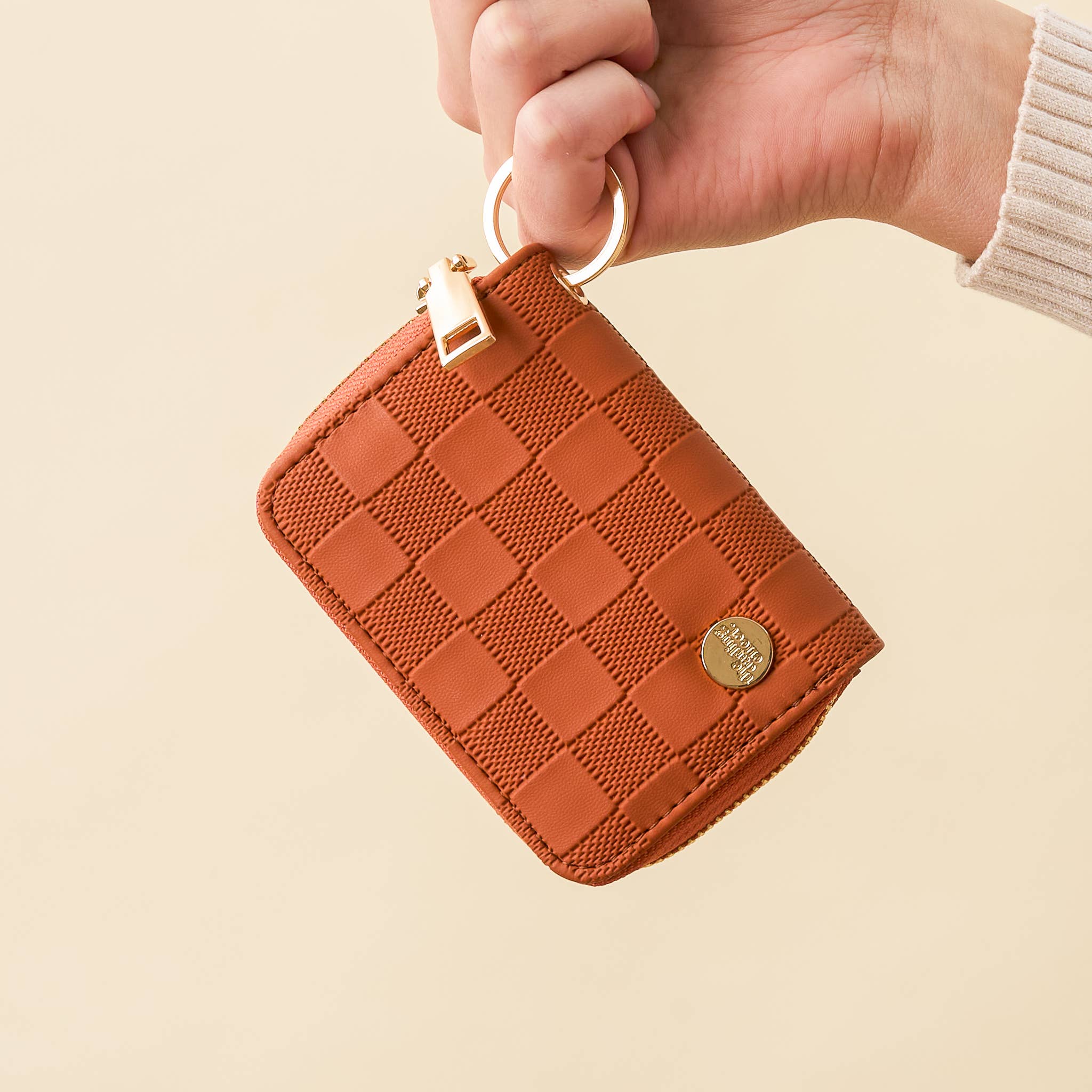 The Darling Effect - Zip Around Wallet-Cognac Check