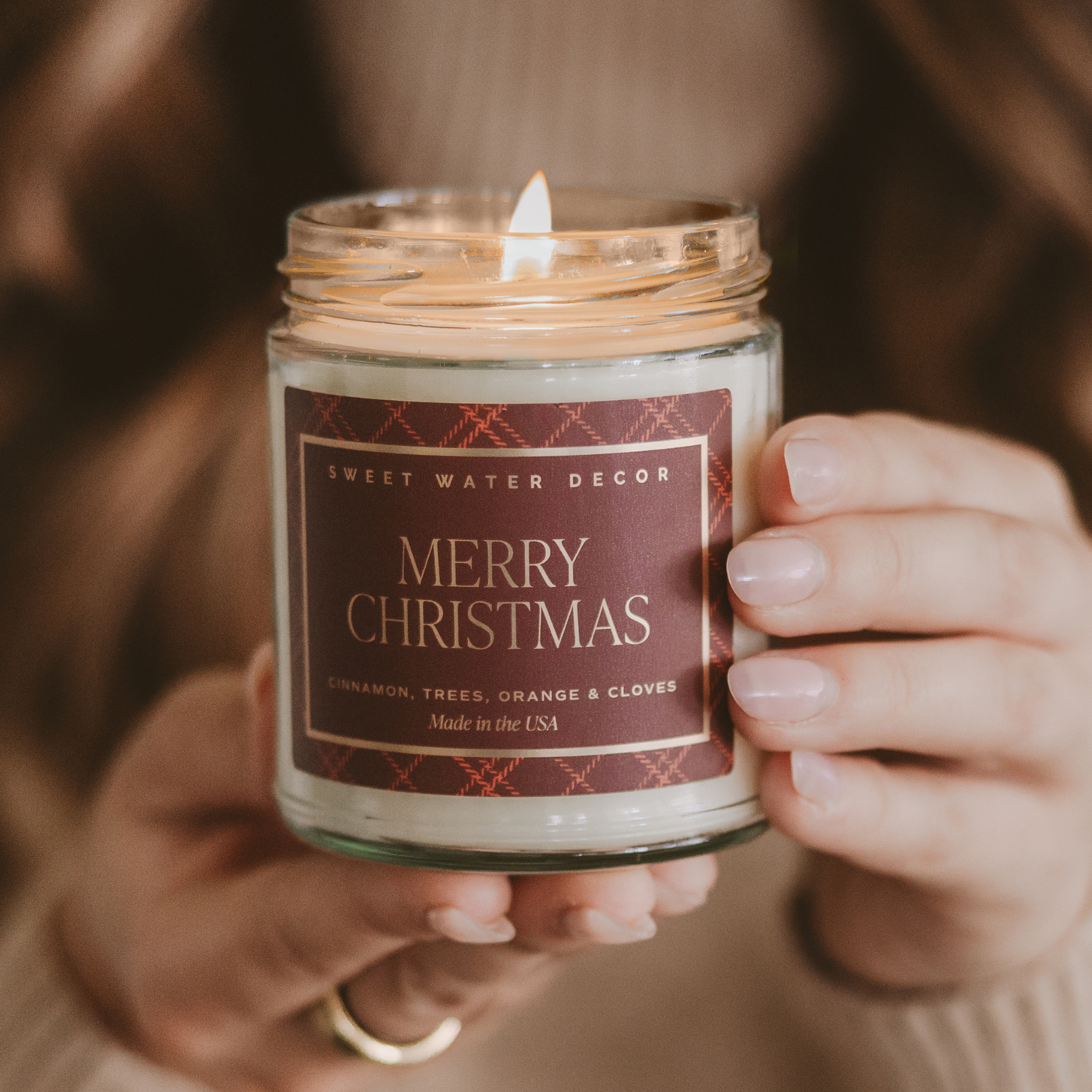 Sweet Water Decor - Merry Christmas 9 oz Soy Candle - Christmas Decor