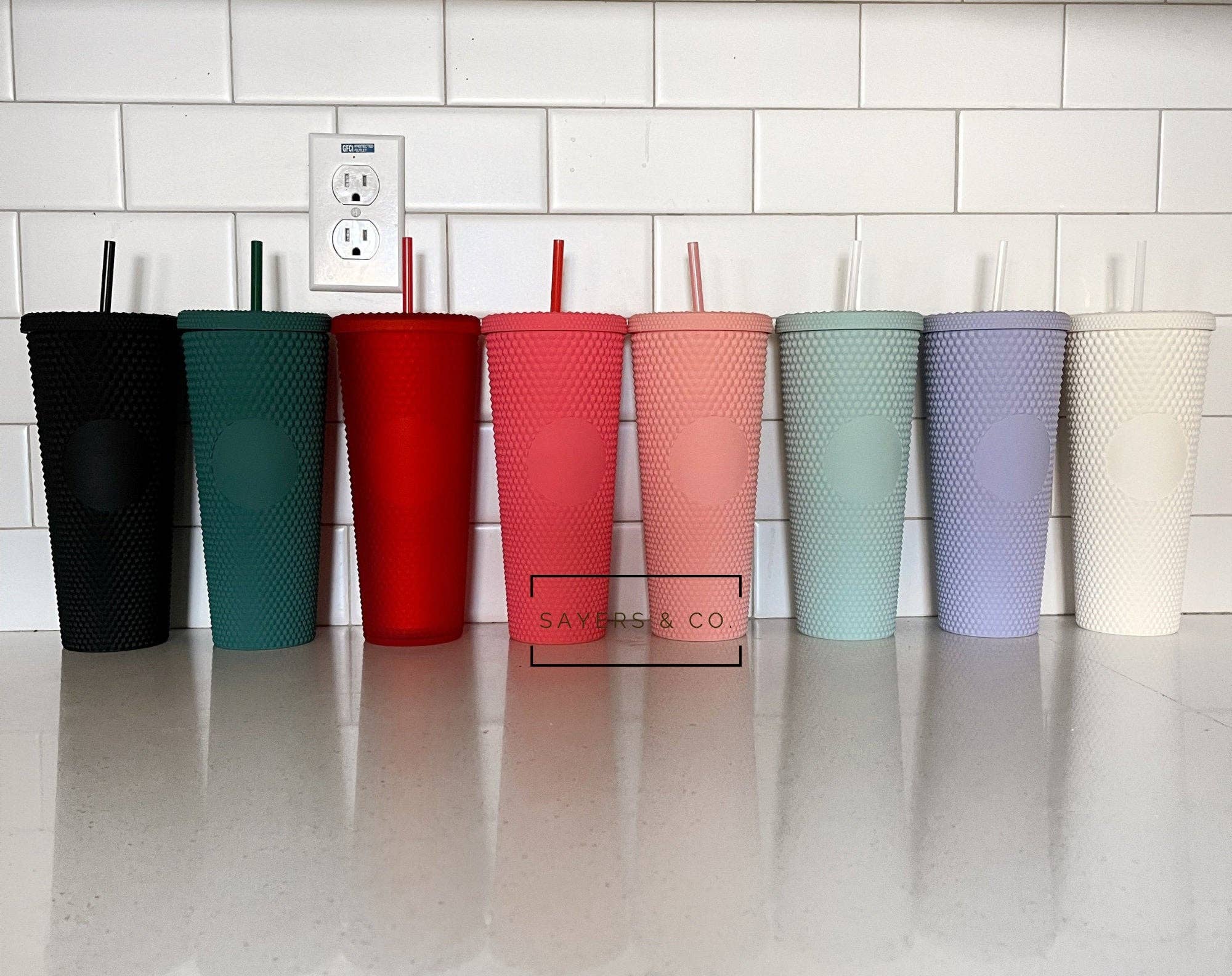 Sayers & Co. - Matte & Glossy Studded 24oz Screw Top Tumbler, Double Walled