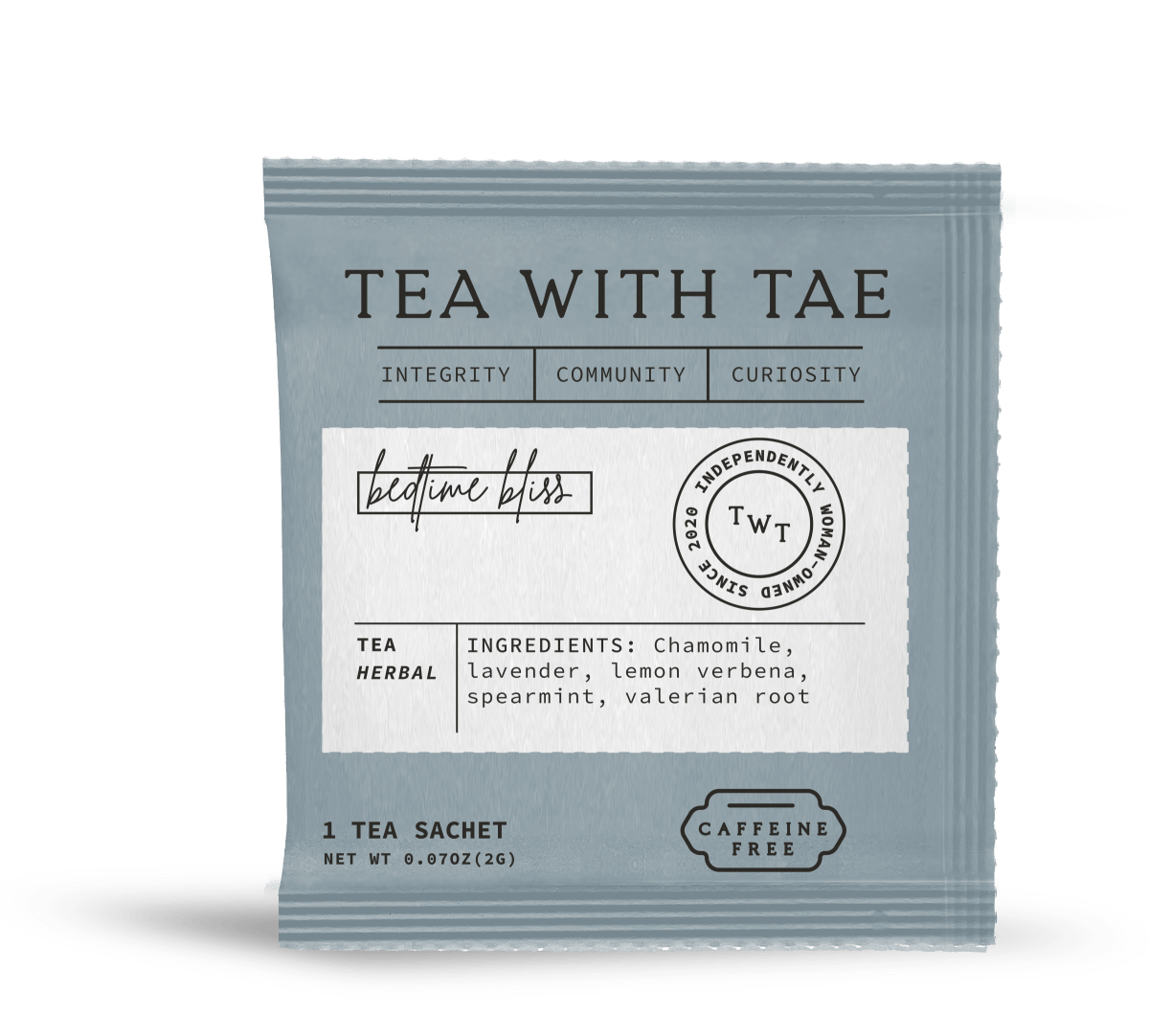 Tea with Tae - Bedtime Bliss Sleep Tea Box (15 wrapped pyramid tea bags)