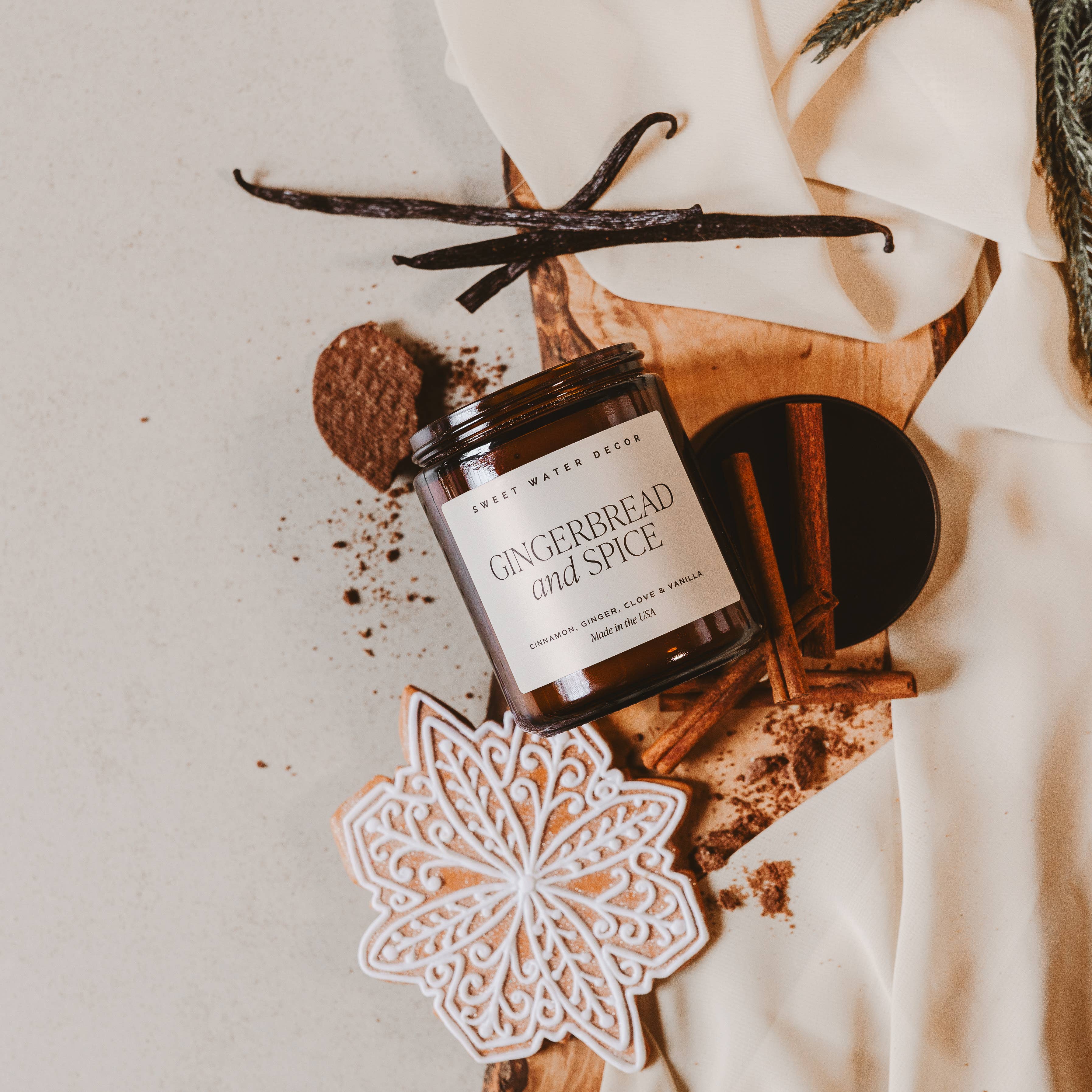 Sweet Water Decor - Gingerbread and Spice 9 oz Soy Candle- Christmas Decor