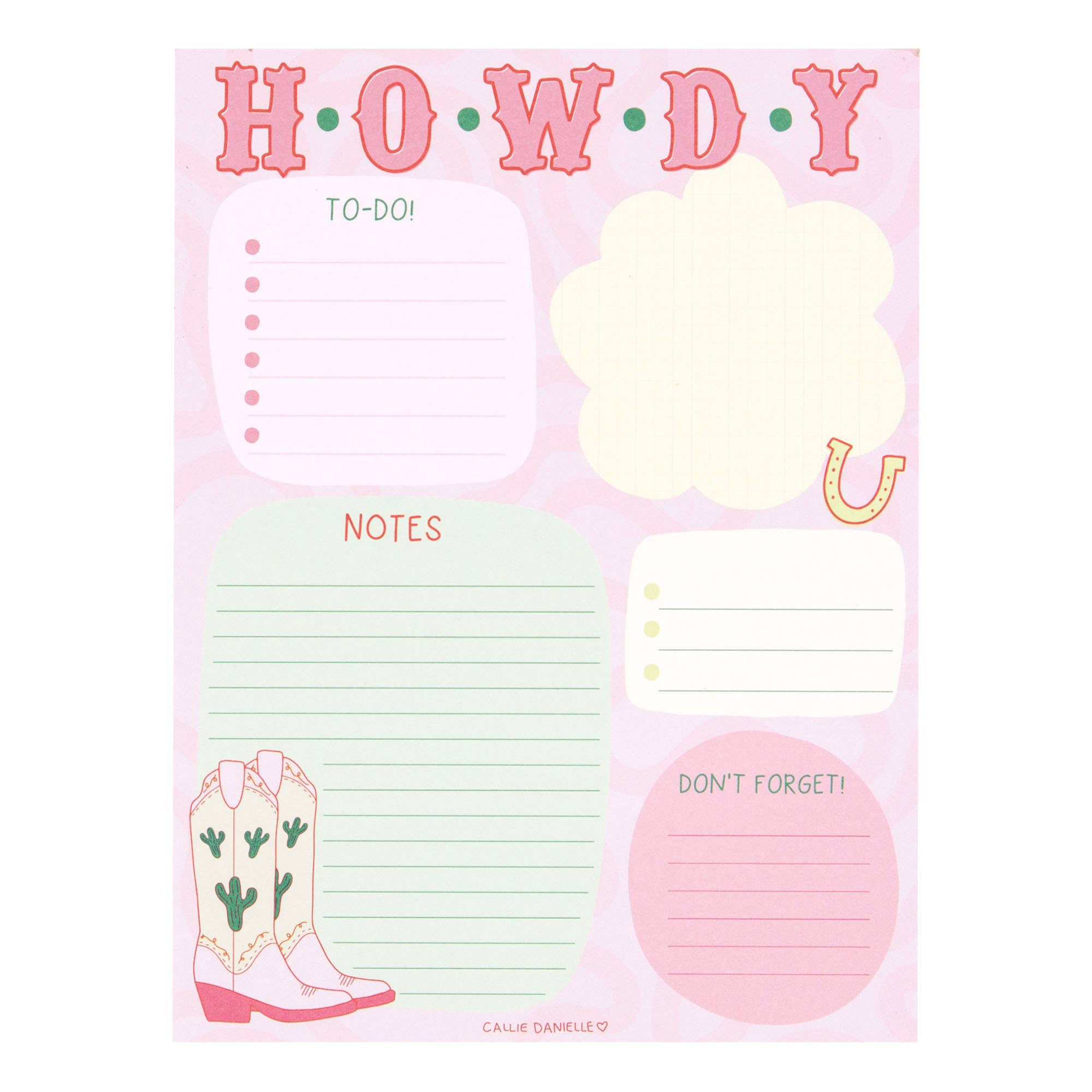Callie Danielle - Howdy Cowgirl Boots Western Daily Notepad