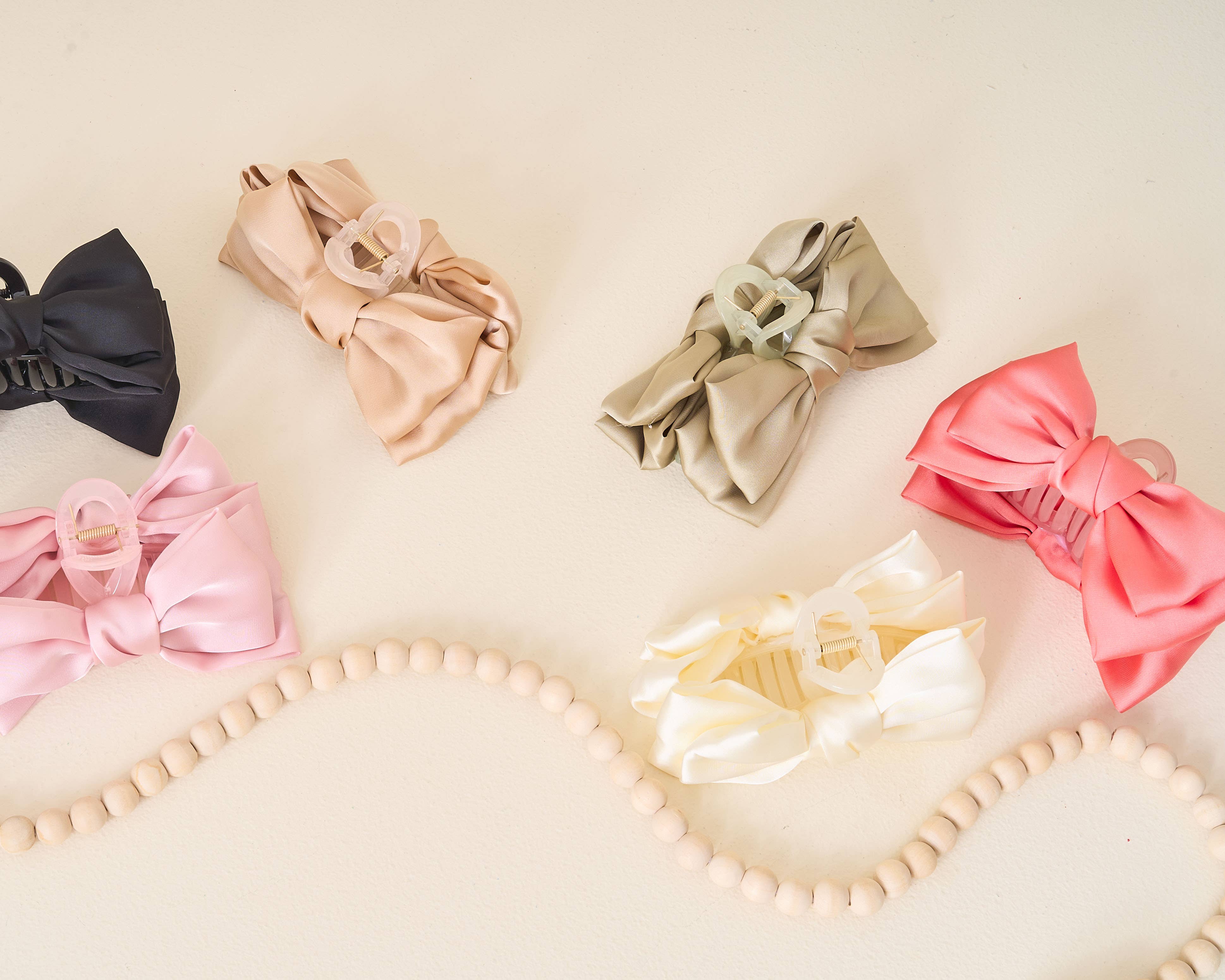 The Darling Effect - Satin Bow Claw Clip- Blush