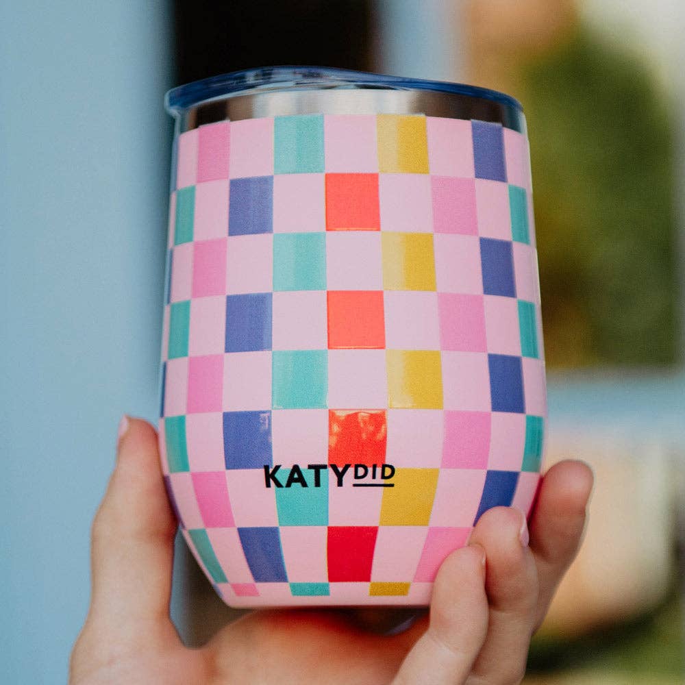 Katydid - Multicolored Checkered Insulated WINE TUMBLER