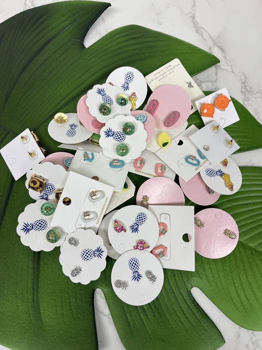 Prep Obsessed Wholesale - Summer Assorted Stud Earrings - 30 Units