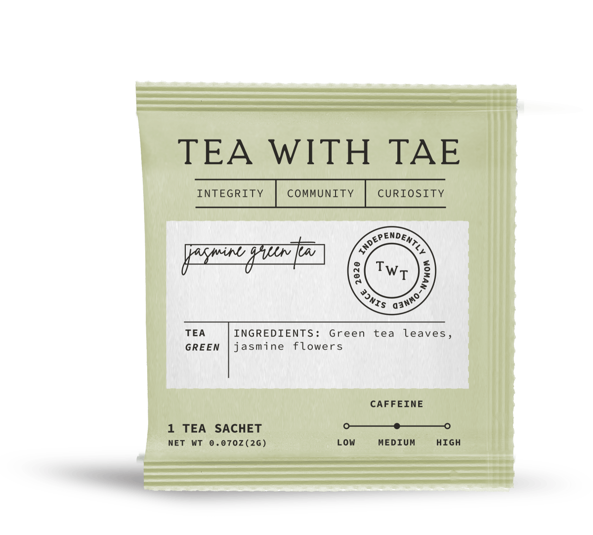 Tea with Tae - Jasmine Green Tea Box (15 wrapped pyramid tea bags)