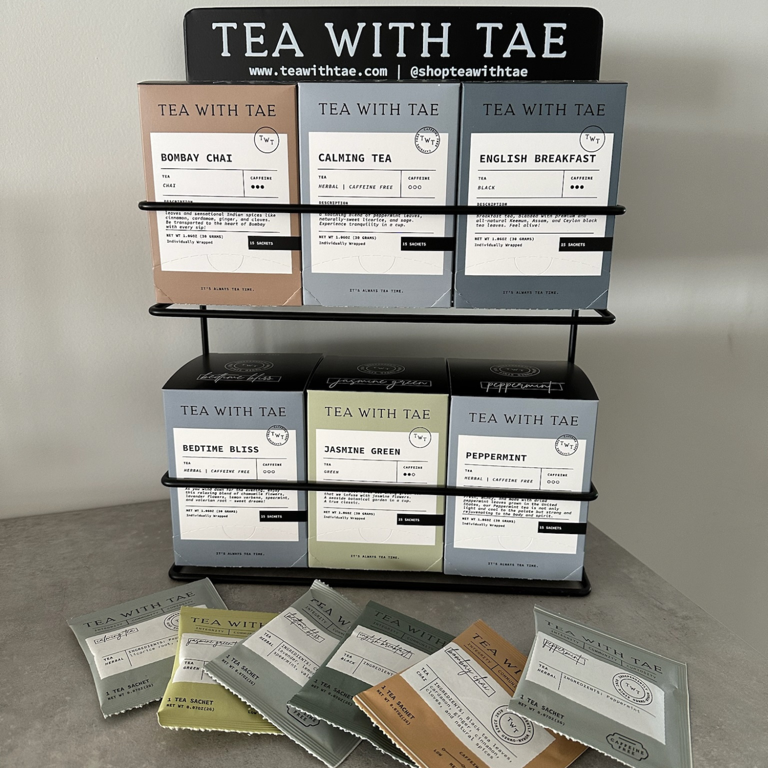 Tea with Tae - Tea Rack Organizer (organize 6 tea boxes, wall mount option)