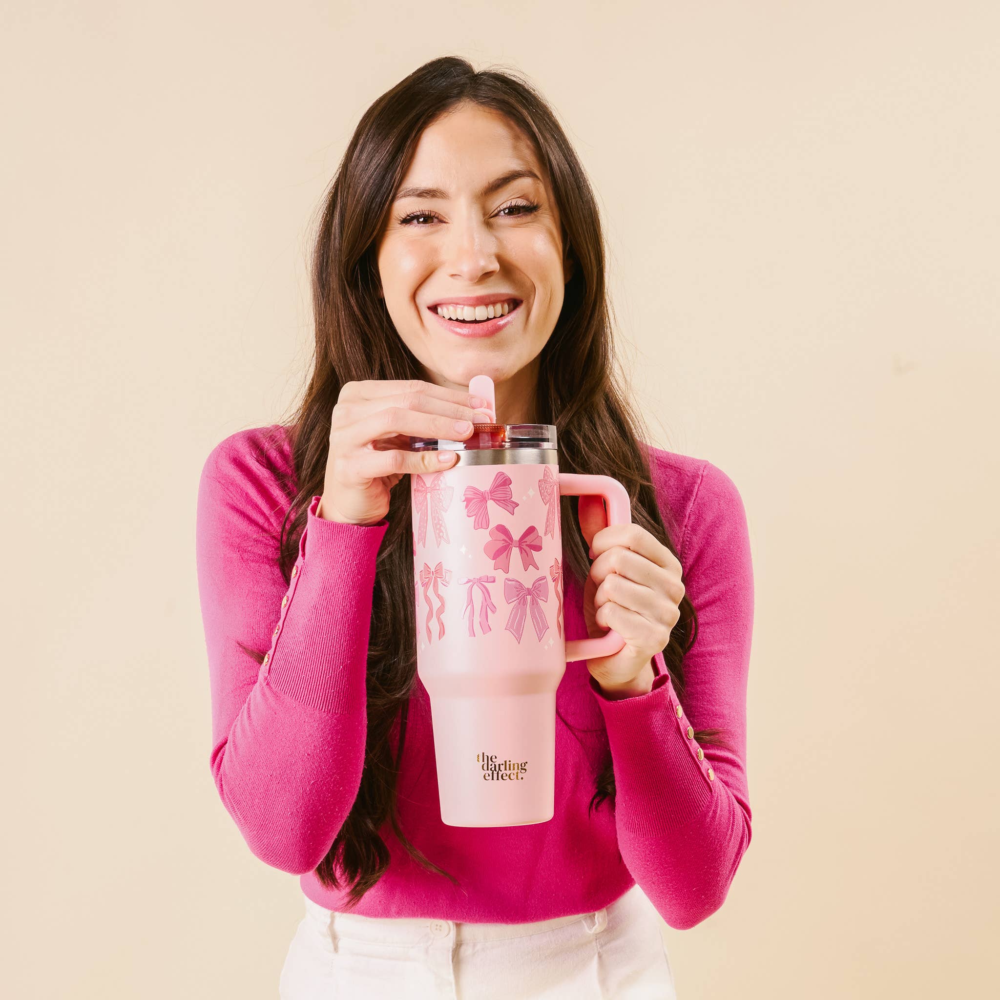 The Darling Effect - 40 oz Lifestyle Flip Straw Tumbler-Blushing Bows