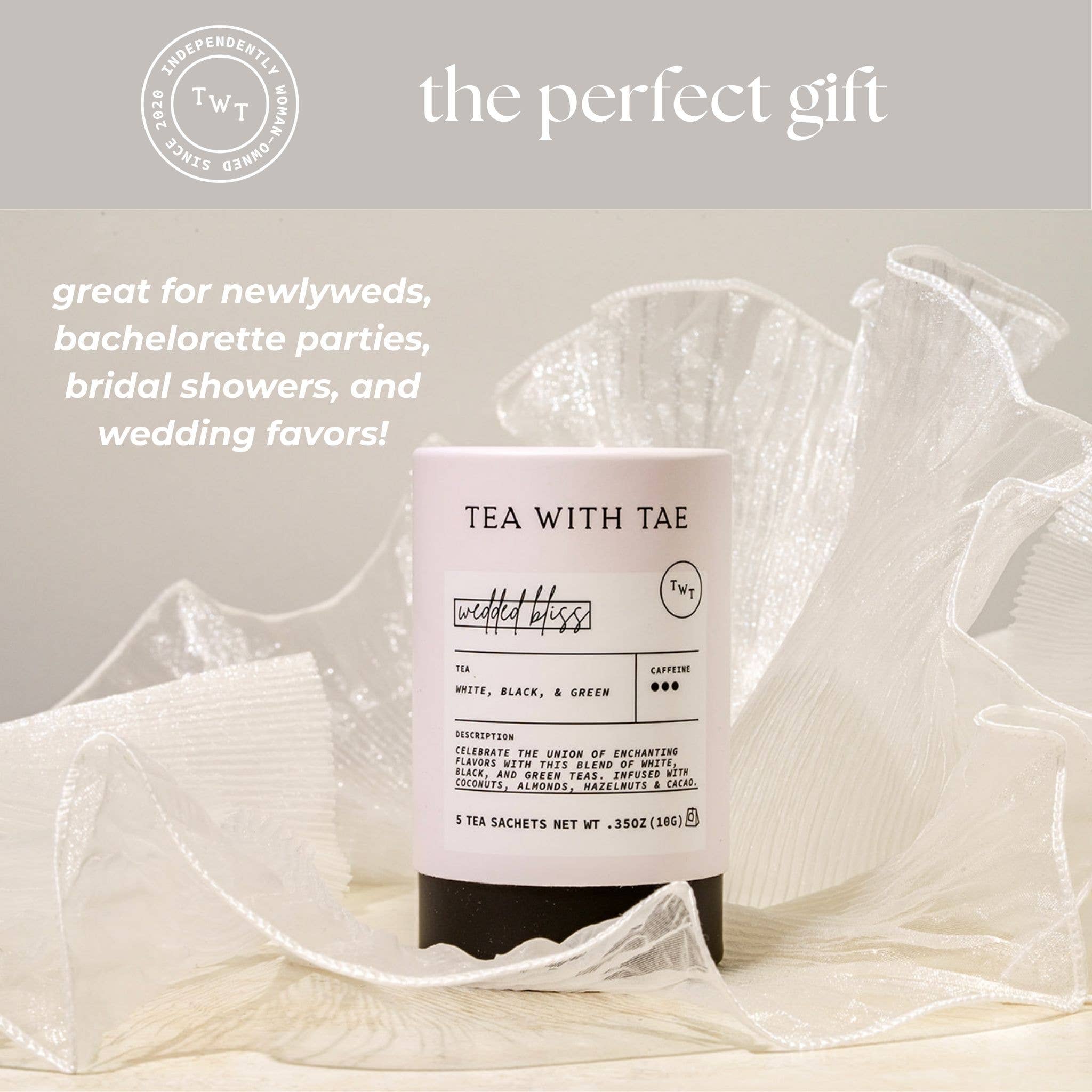 Tea with Tae - Wedded Bliss Mini Tube Gift (5 tea bags) (for Weddings)
