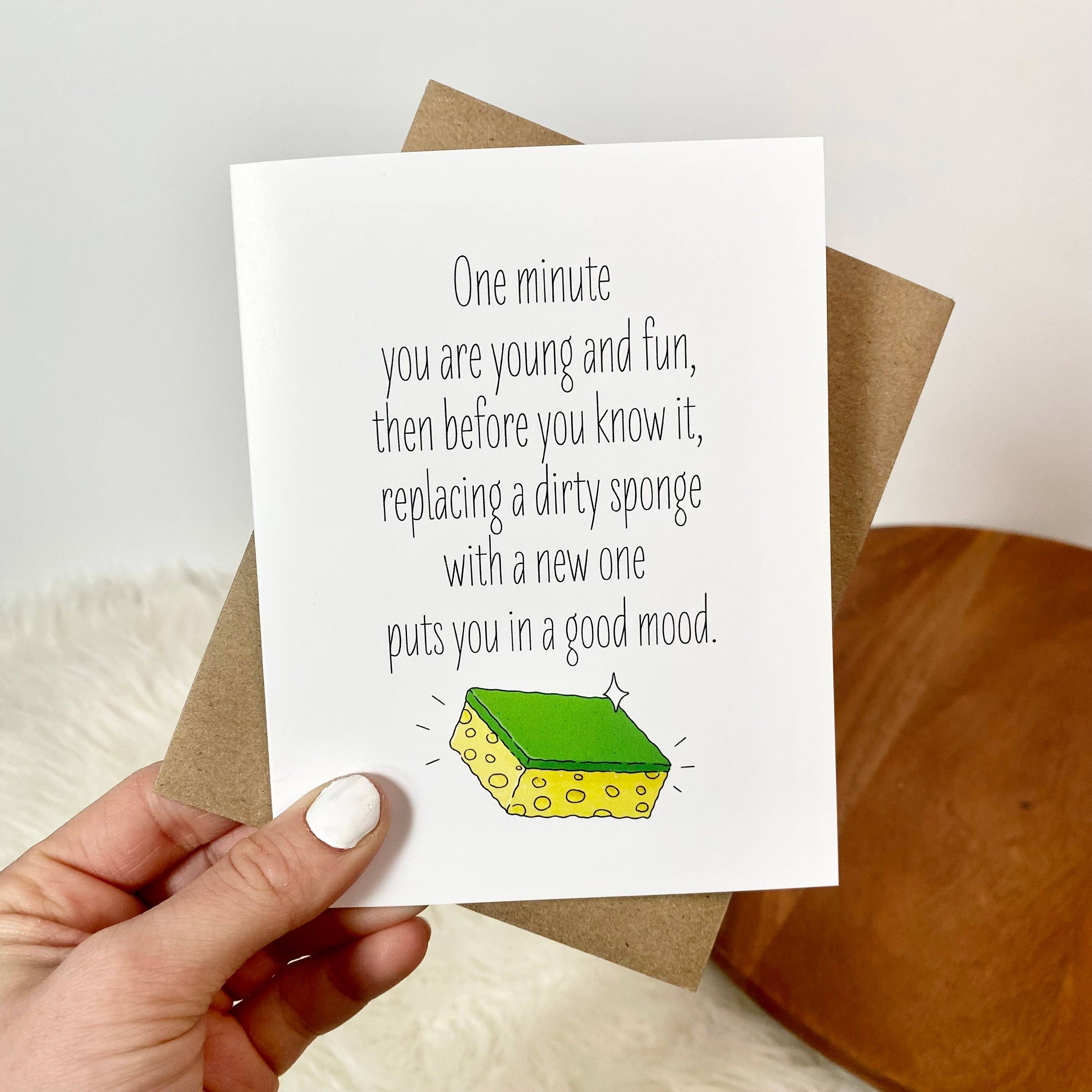 Big Moods - Replacing Dirty Sponge Funny Birthday Cards