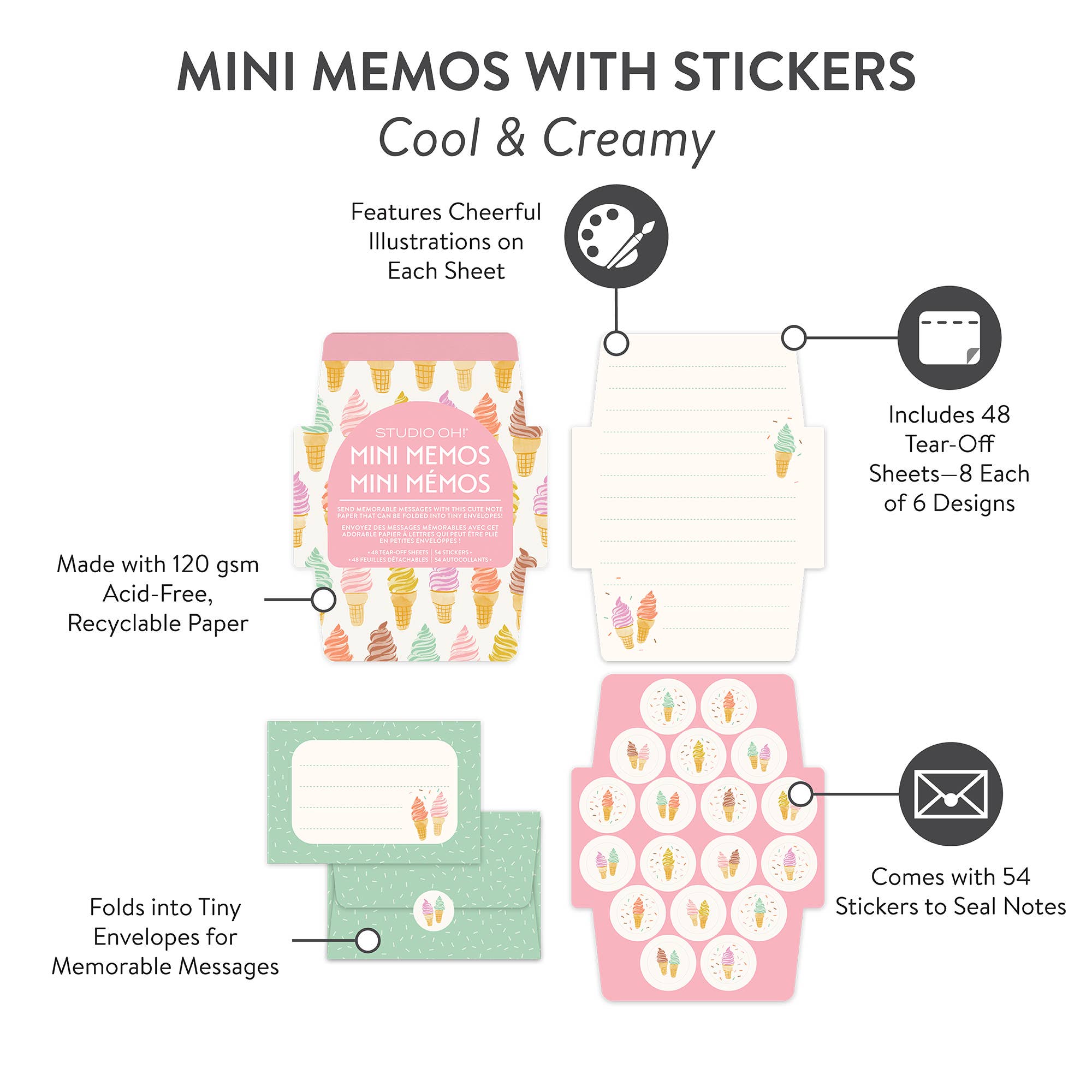 Studio Oh! - Cool & Creamy Mini Memos with Stickers