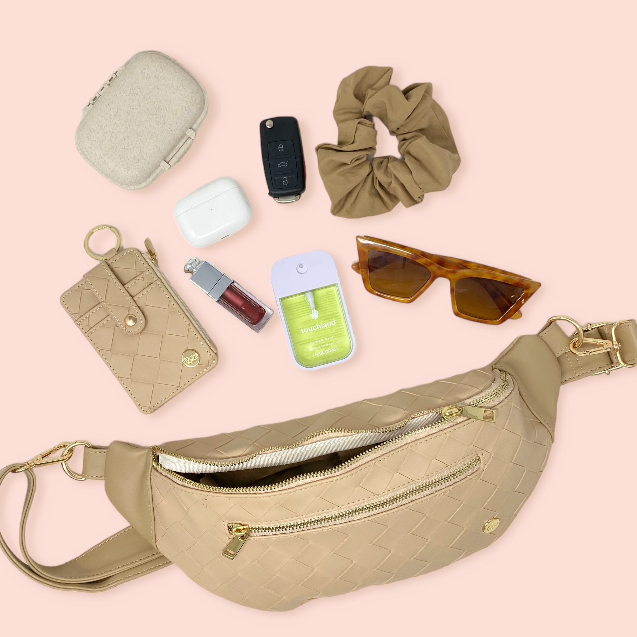 The Darling Effect - Trendy Luxe Belt Bag - Woven Oat