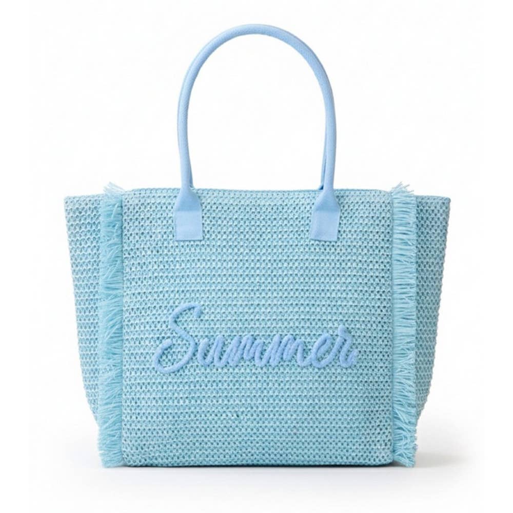 Anarchy Street - Straw Braided Summer Print Tote Bag