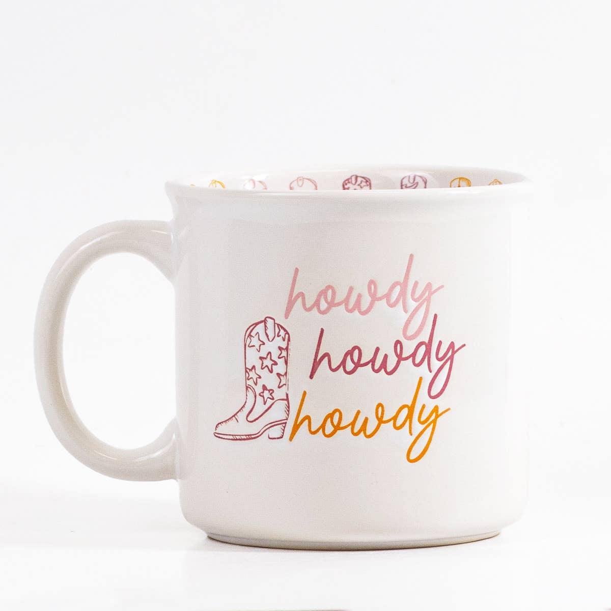 The Royal Standard - Howdy Cowgirl Coffee Mug   White/Pink/Orange   14oz.