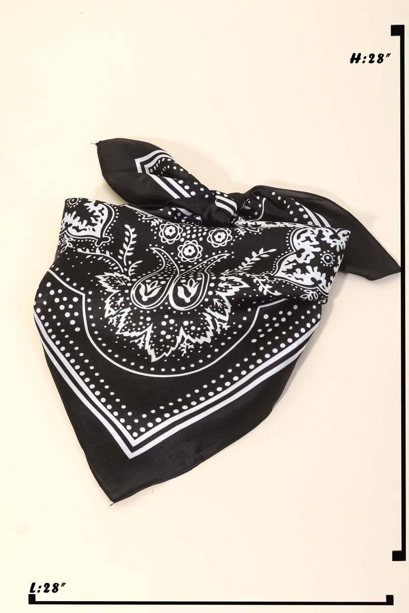 Anarchy Street - Light Paisley Design Square Bandana Scarf