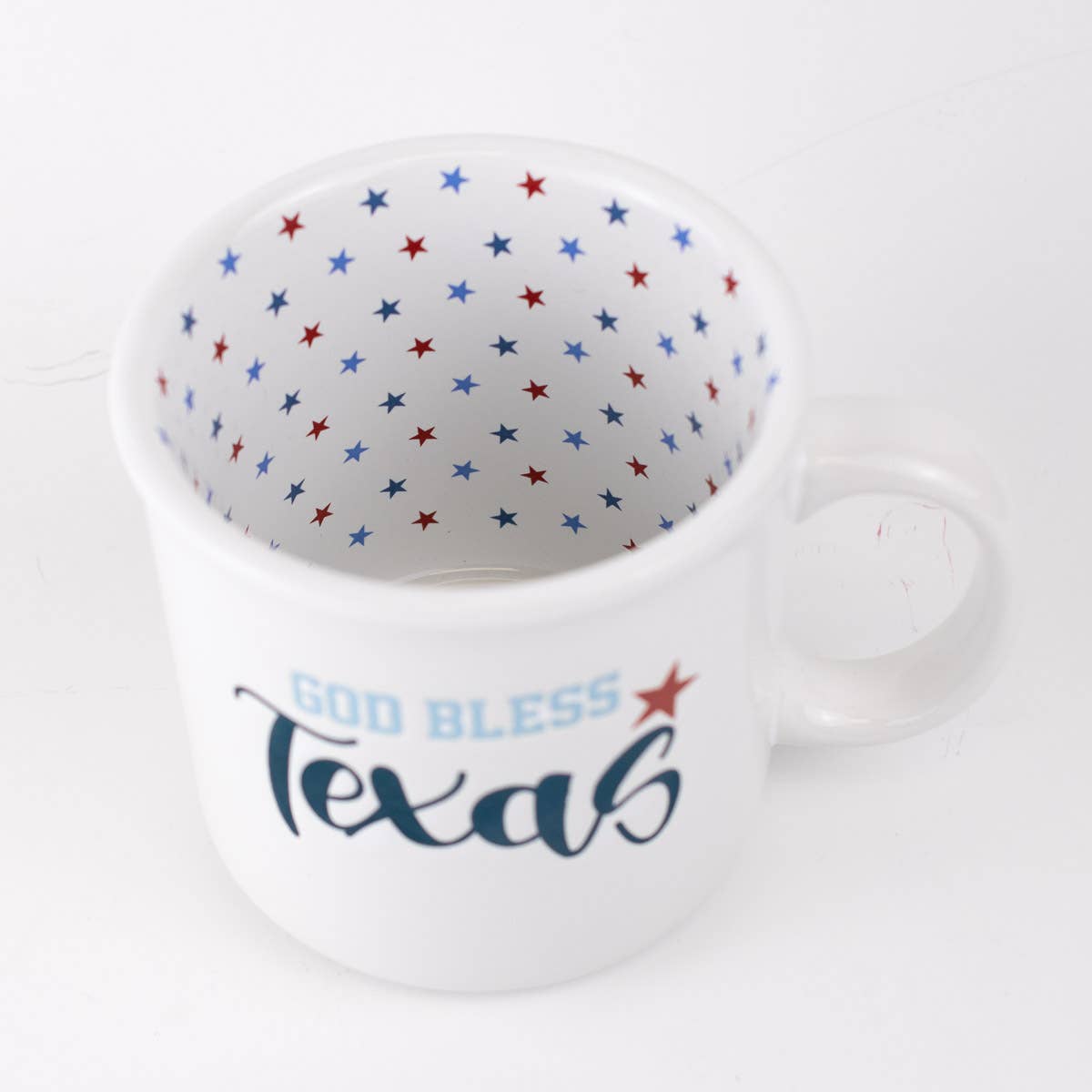 The Royal Standard - God Bless Texas Coffee Mug   White/Palace/Red/Blue   14oz