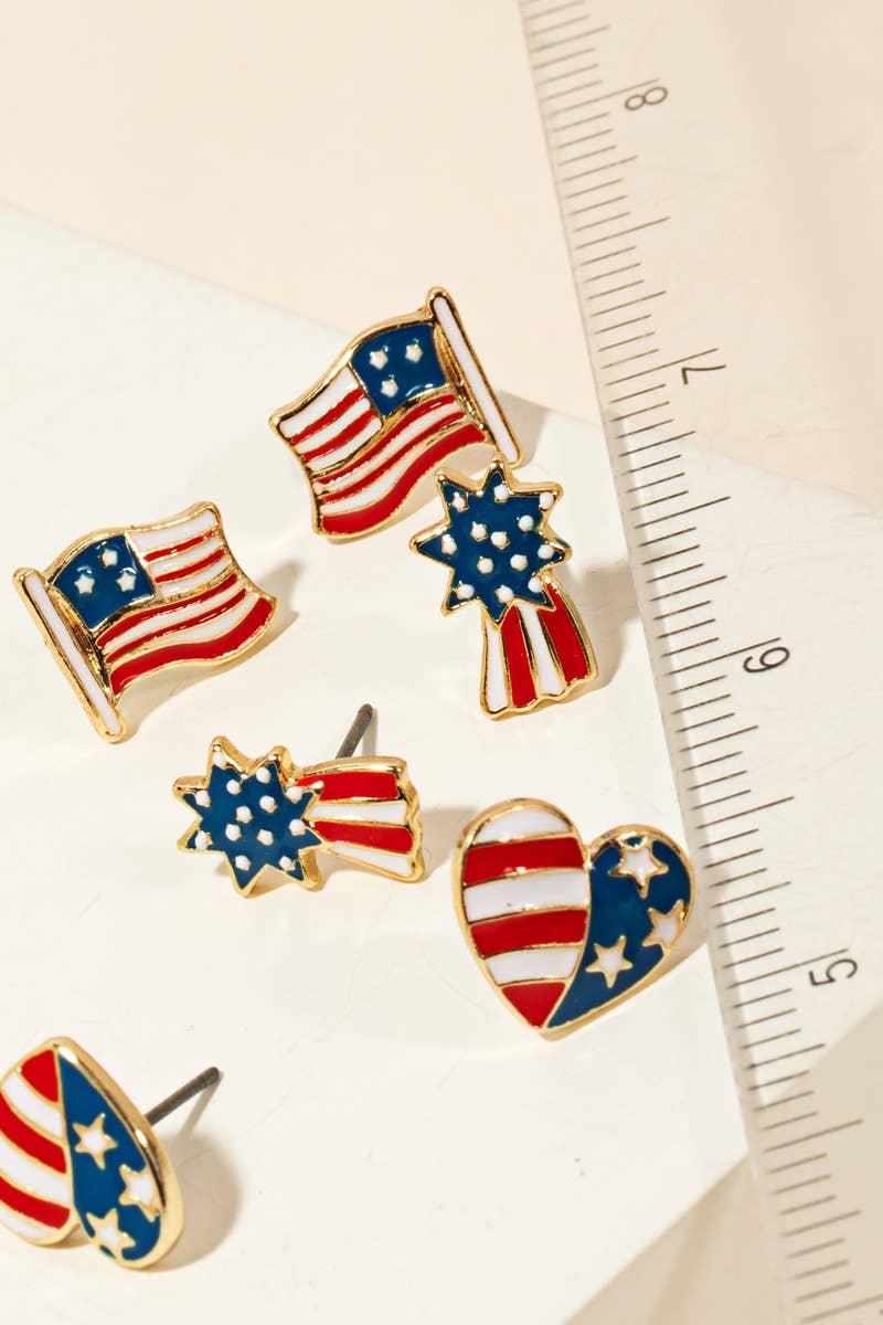 Anarchy Street - Mixed American Theme Epoxy Stud Earrings