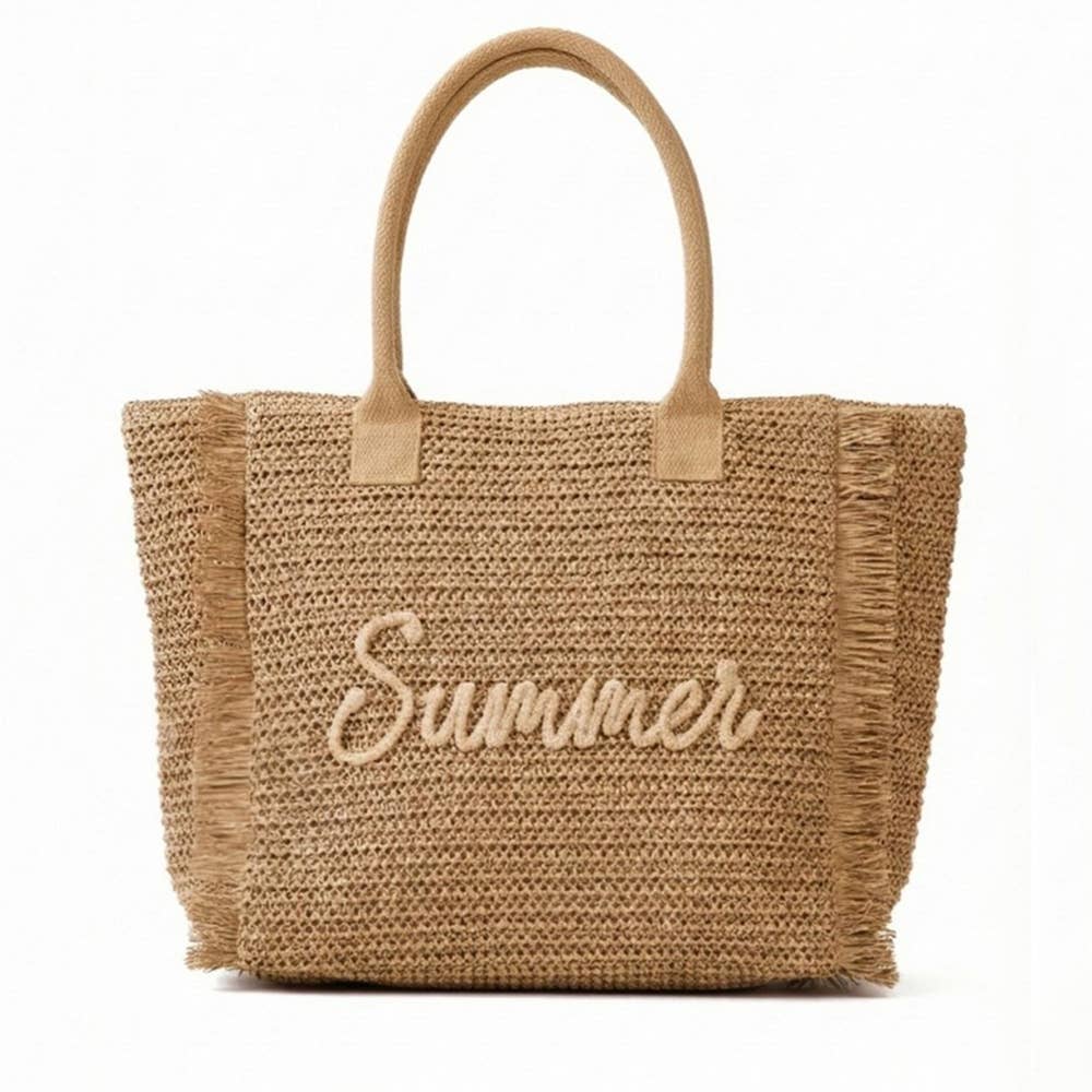 Anarchy Street - Straw Braided Summer Print Tote Bag