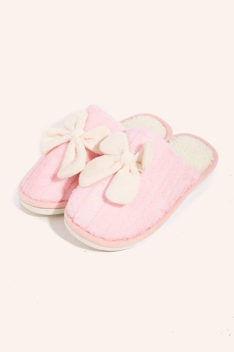Anarchy Street - Faux Fur Bow Décor Slippers