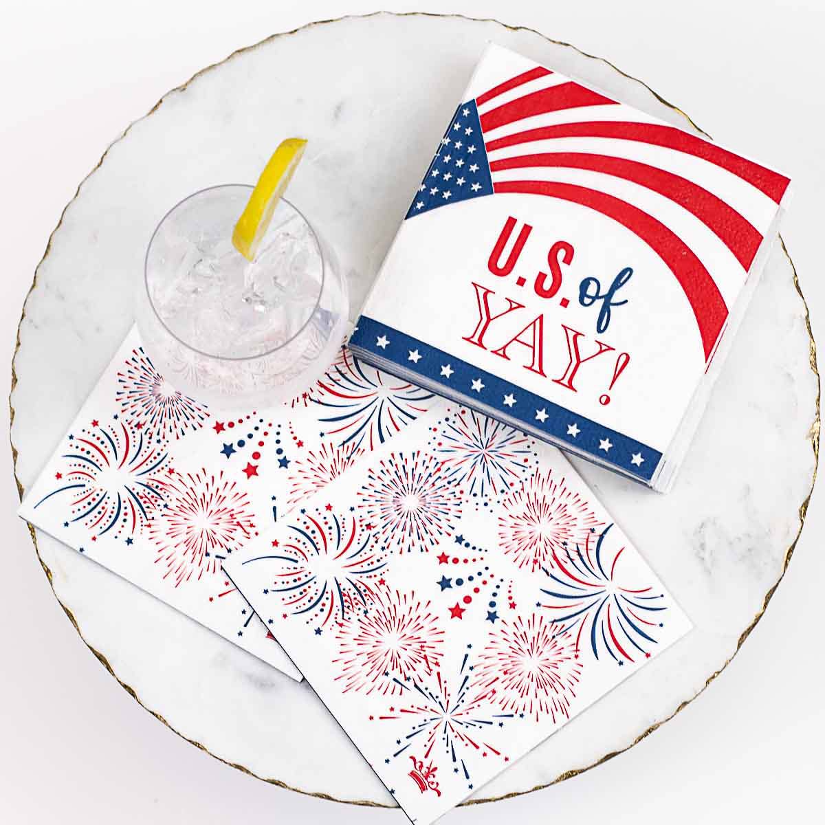 The Royal Standard - US Of Yay Cocktail Napkins   Red/White/Blue   5x5