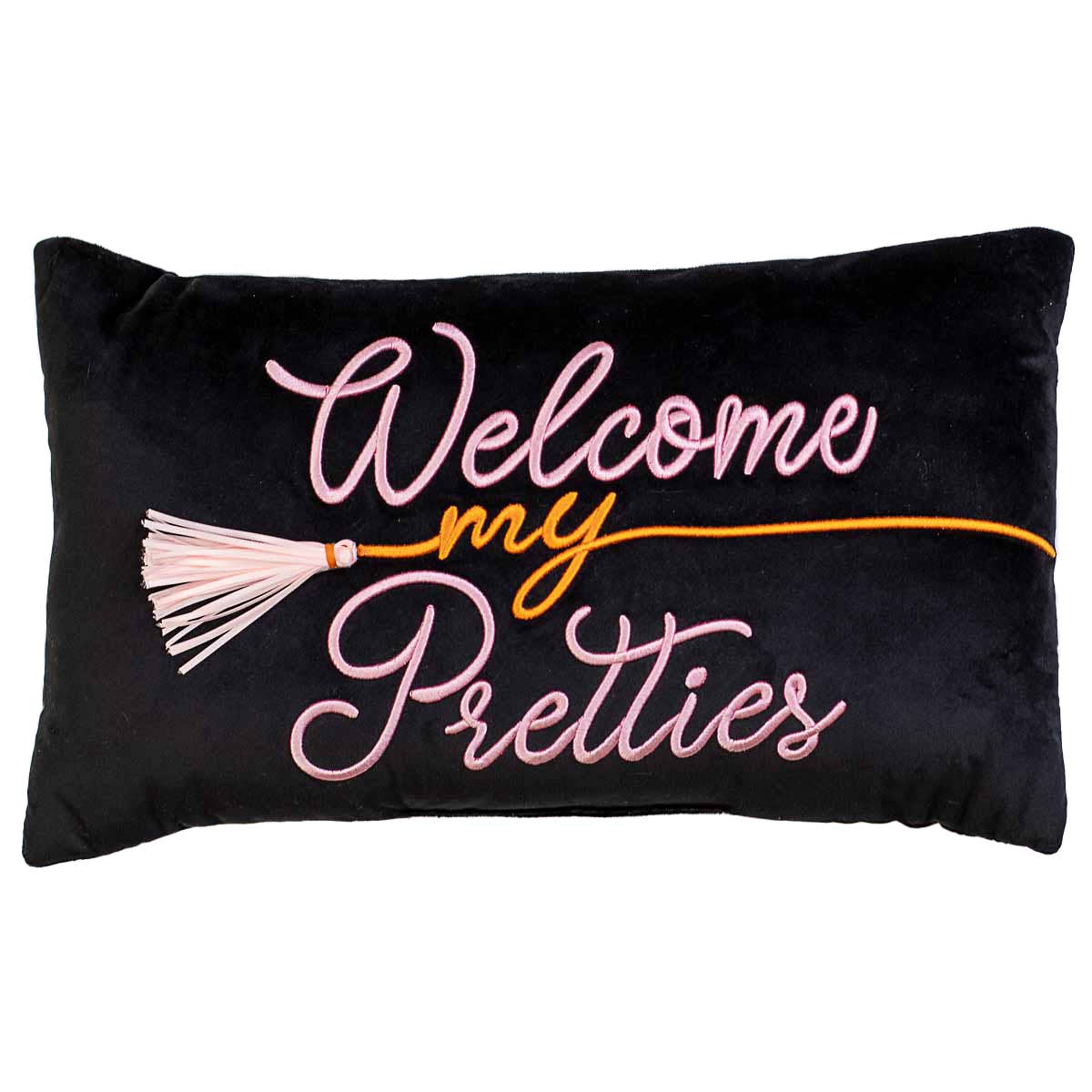 The Royal Standard - Welcome My Pretties Lumbar Pillow   Black/Pink/Orange   12x20