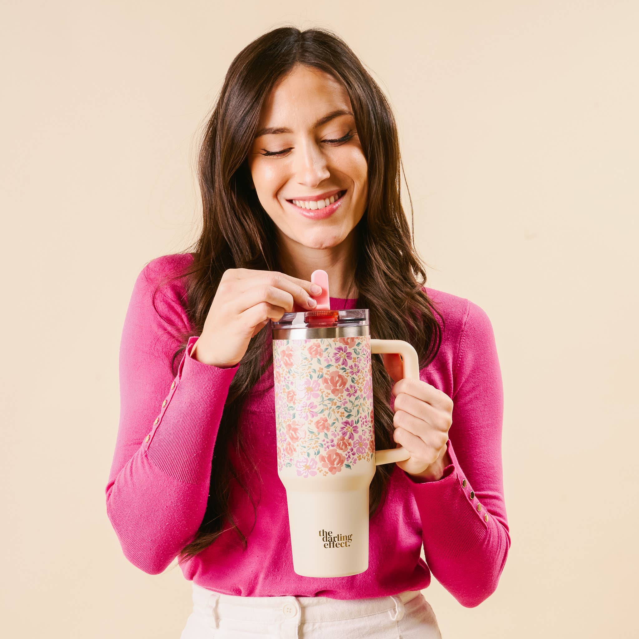 The Darling Effect - 40 oz Lifestyle Flip Straw Tumbler-Secret Garden Pink