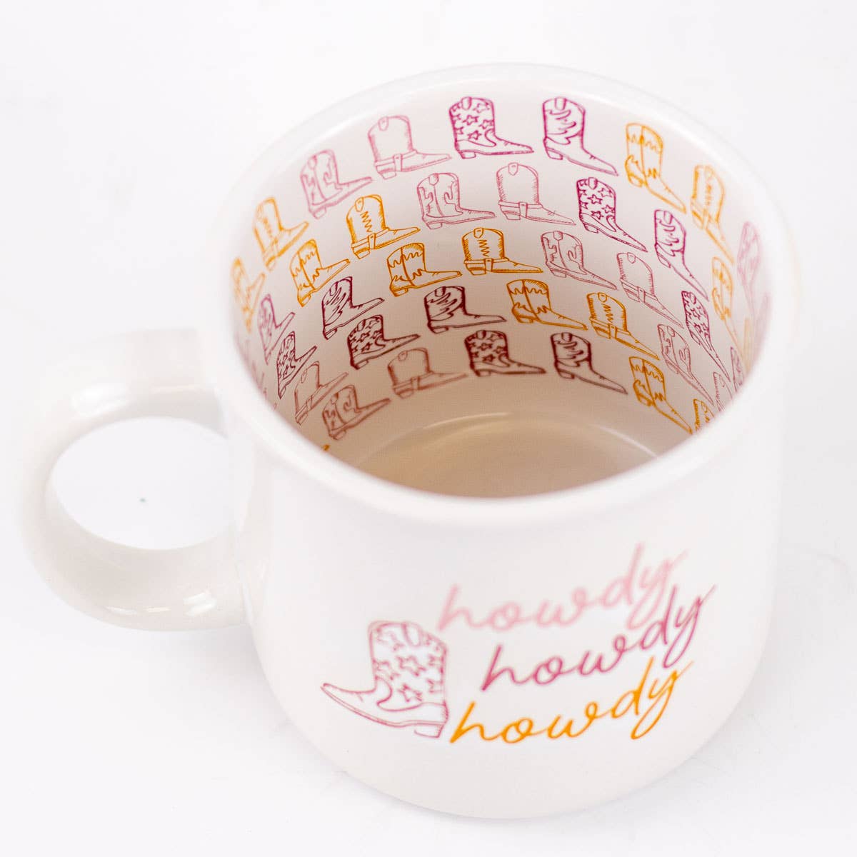 The Royal Standard - Howdy Cowgirl Coffee Mug   White/Pink/Orange   14oz.