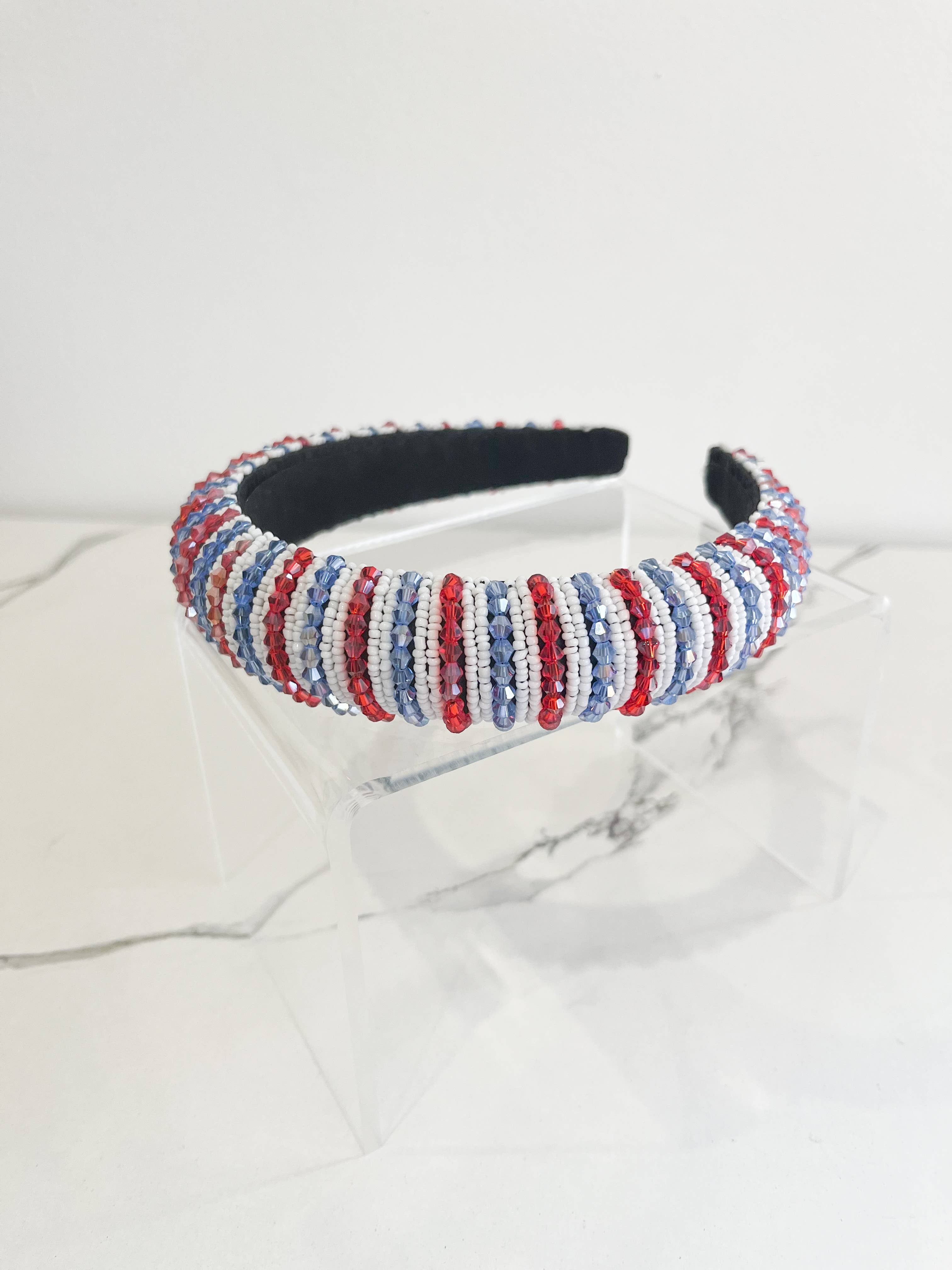 Nash Grey - Liberty Mini Stripe Beaded Headband
