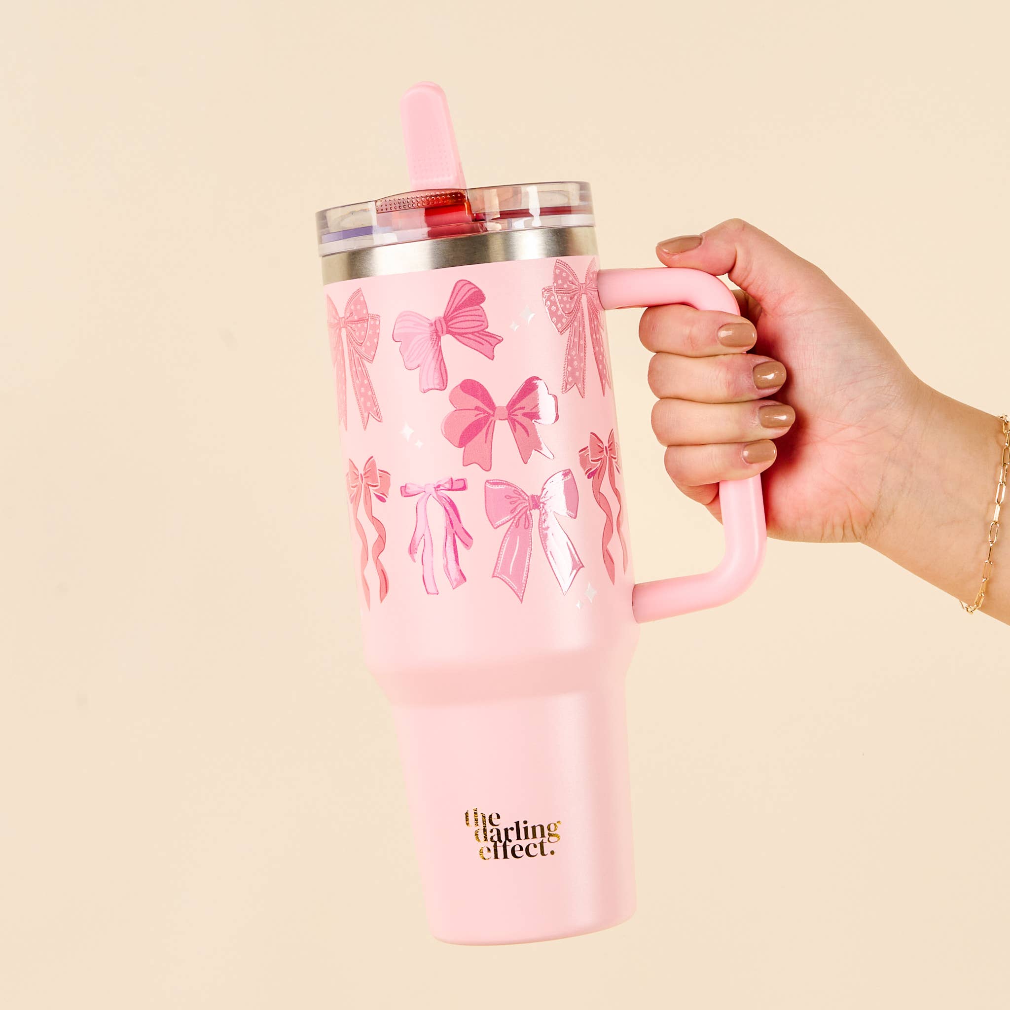 The Darling Effect - 40 oz Lifestyle Flip Straw Tumbler-Blushing Bows