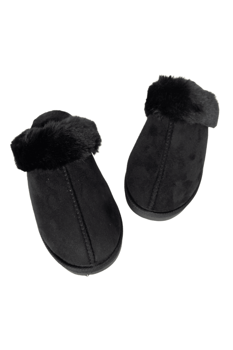 Katydid - Black Faux Fur Women's Slippers