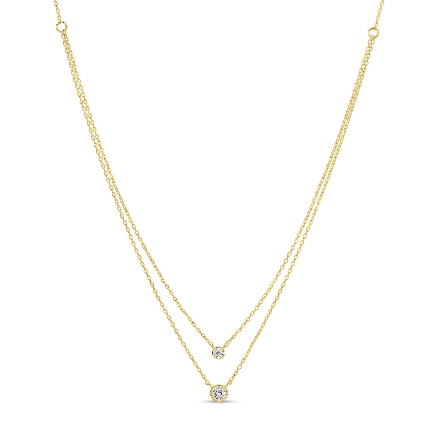 Splendid Iris - Double Layer Appeal Framed CZ Necklace