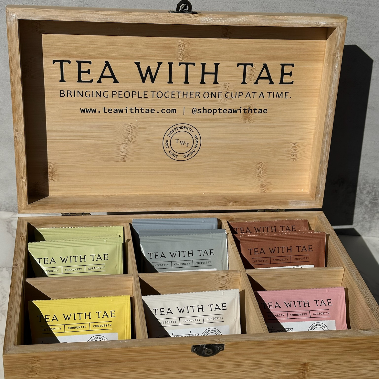 Tea with Tae - Wooden Tea Box Sampler (+ 42 tea bags)