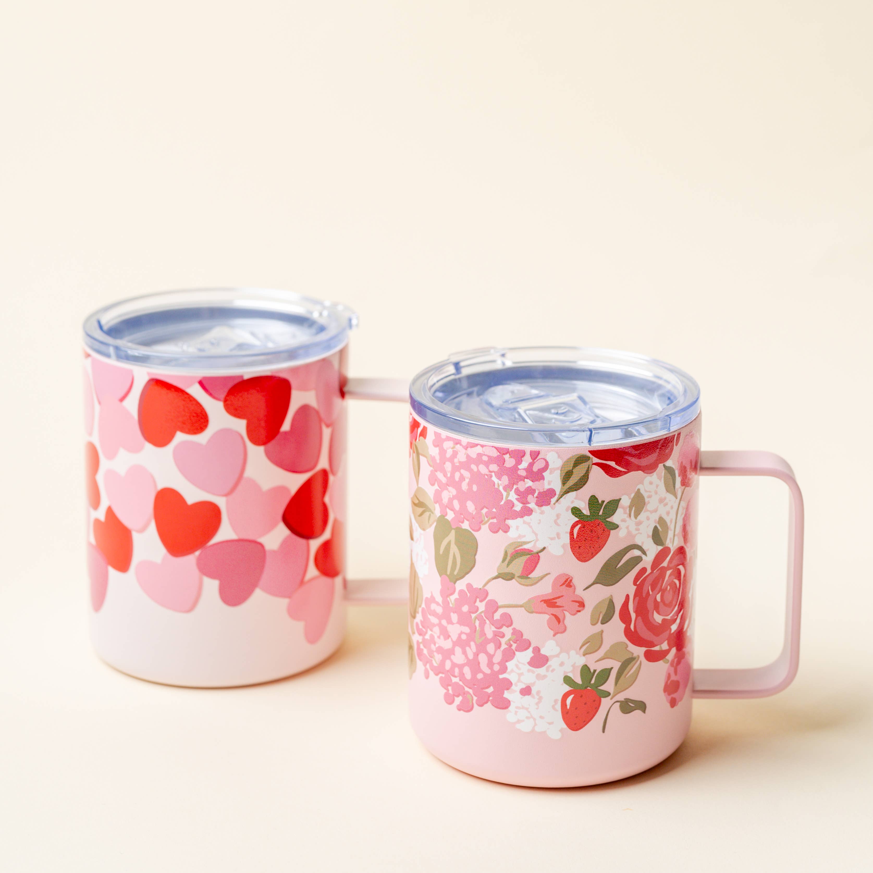 The Darling Effect - 14 oz Insulated Mug-Blushing Hearts