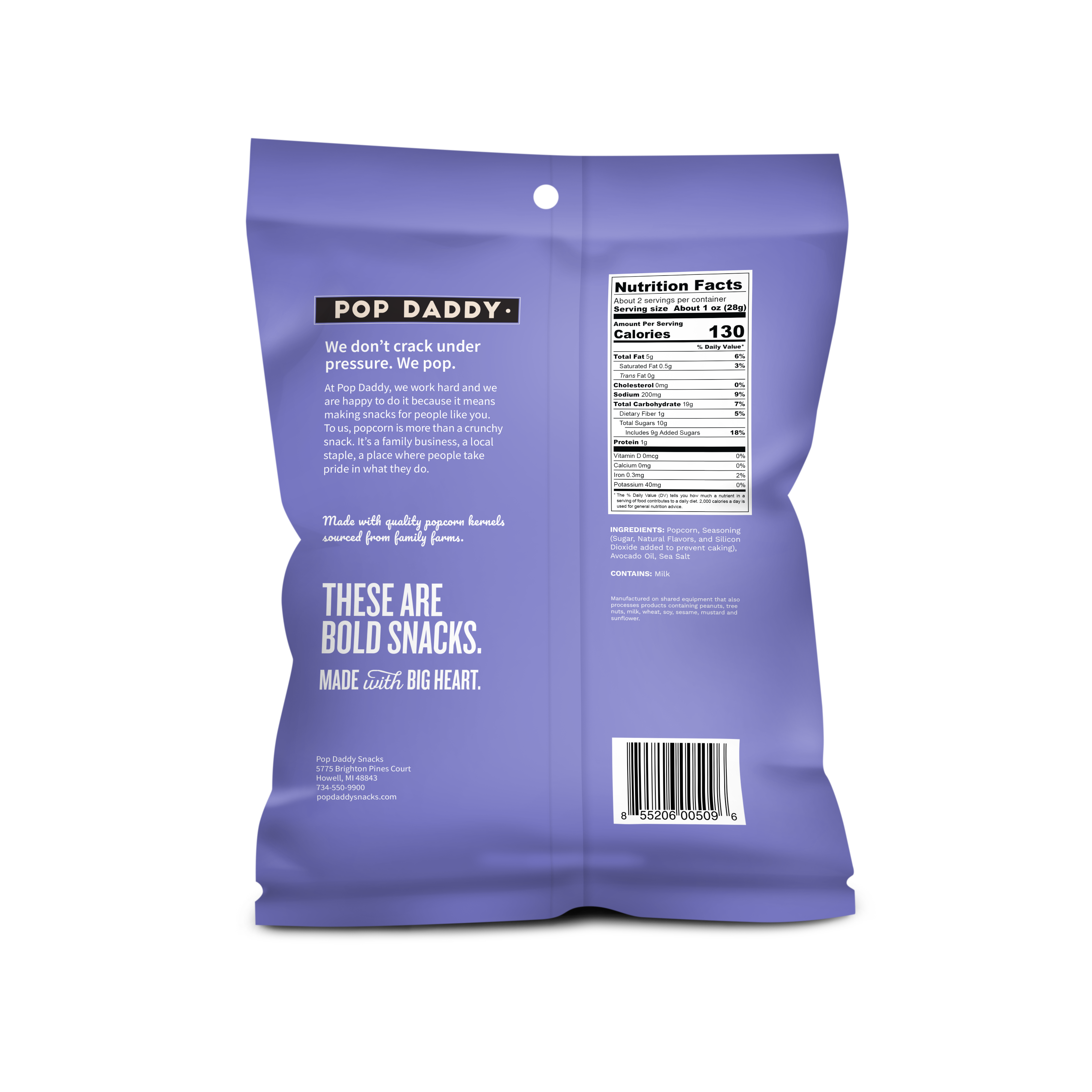 Pop Daddy Snacks - Flavored Popcorn - 2oz - Kettle Corn (NEW 12CT)