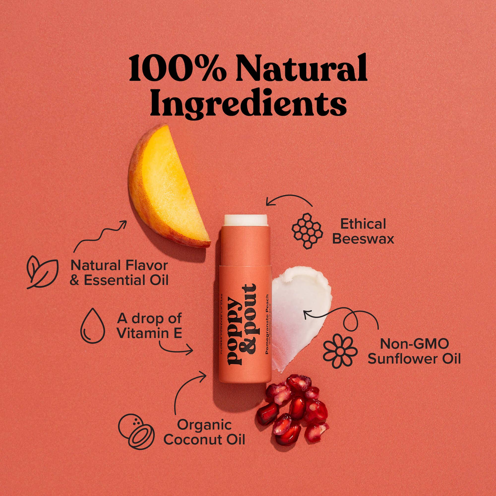 Poppy & Pout - Lip Balm, Pomegranate Peach