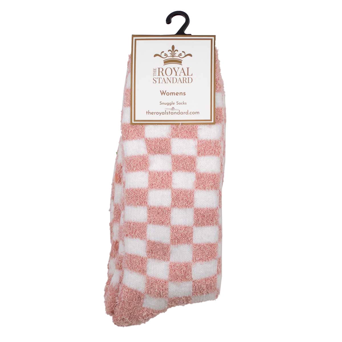 The Royal Standard - Women's Checkerboard Snuggle Socks   Pink/White   One Size