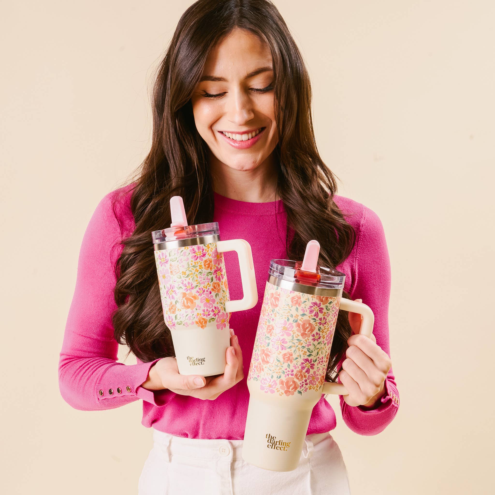 The Darling Effect - 40 oz Lifestyle Flip Straw Tumbler-Secret Garden Pink