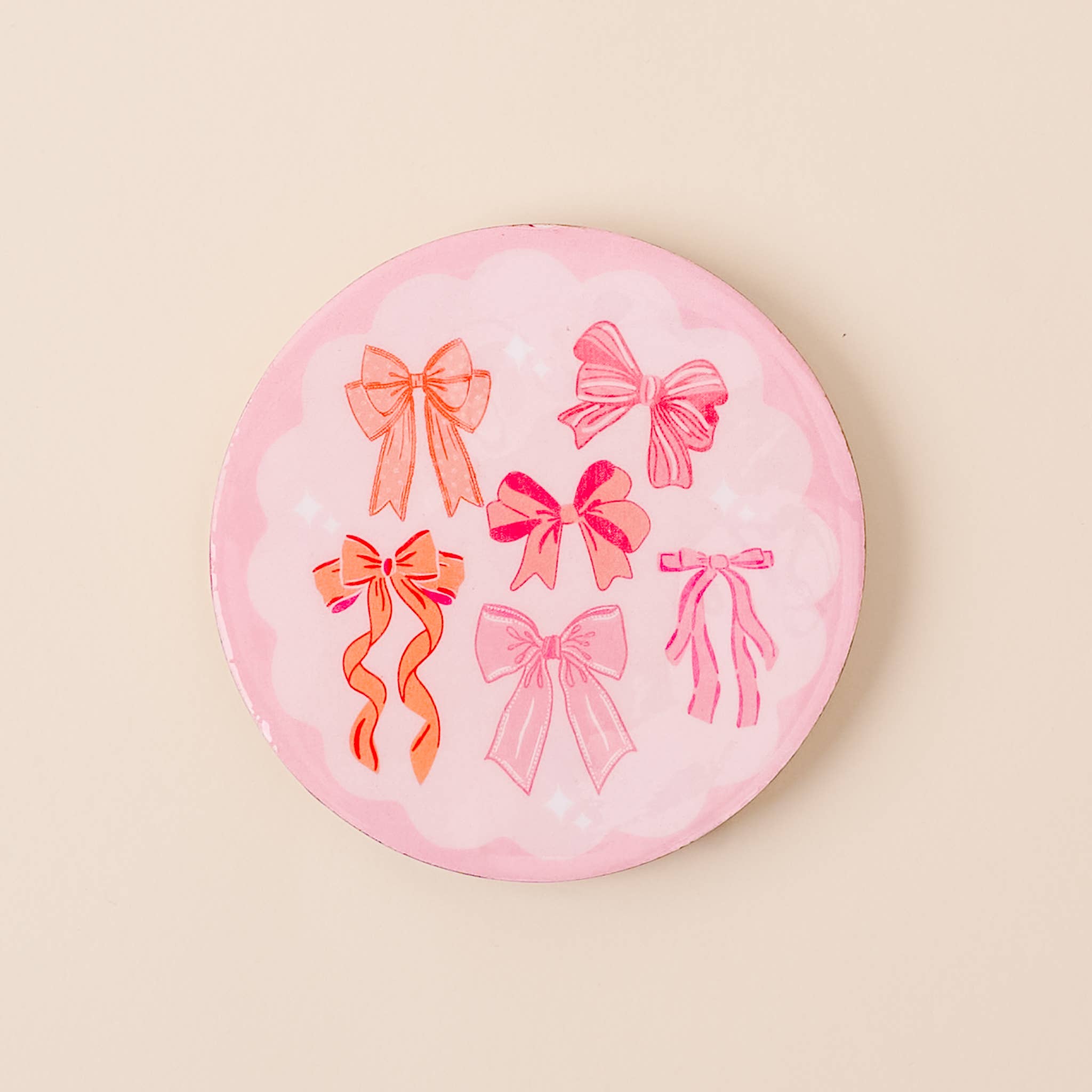 The Darling Effect - Wood Enamel Coaster-Blushing Bows