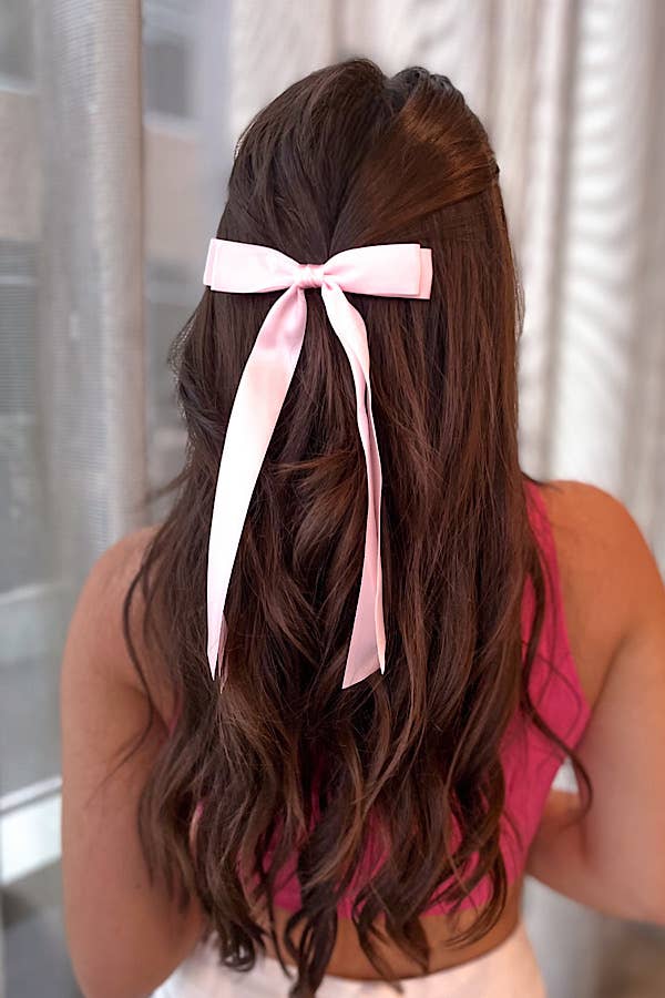Nash Grey - Take a Bow Pink Satin Hair Bow
