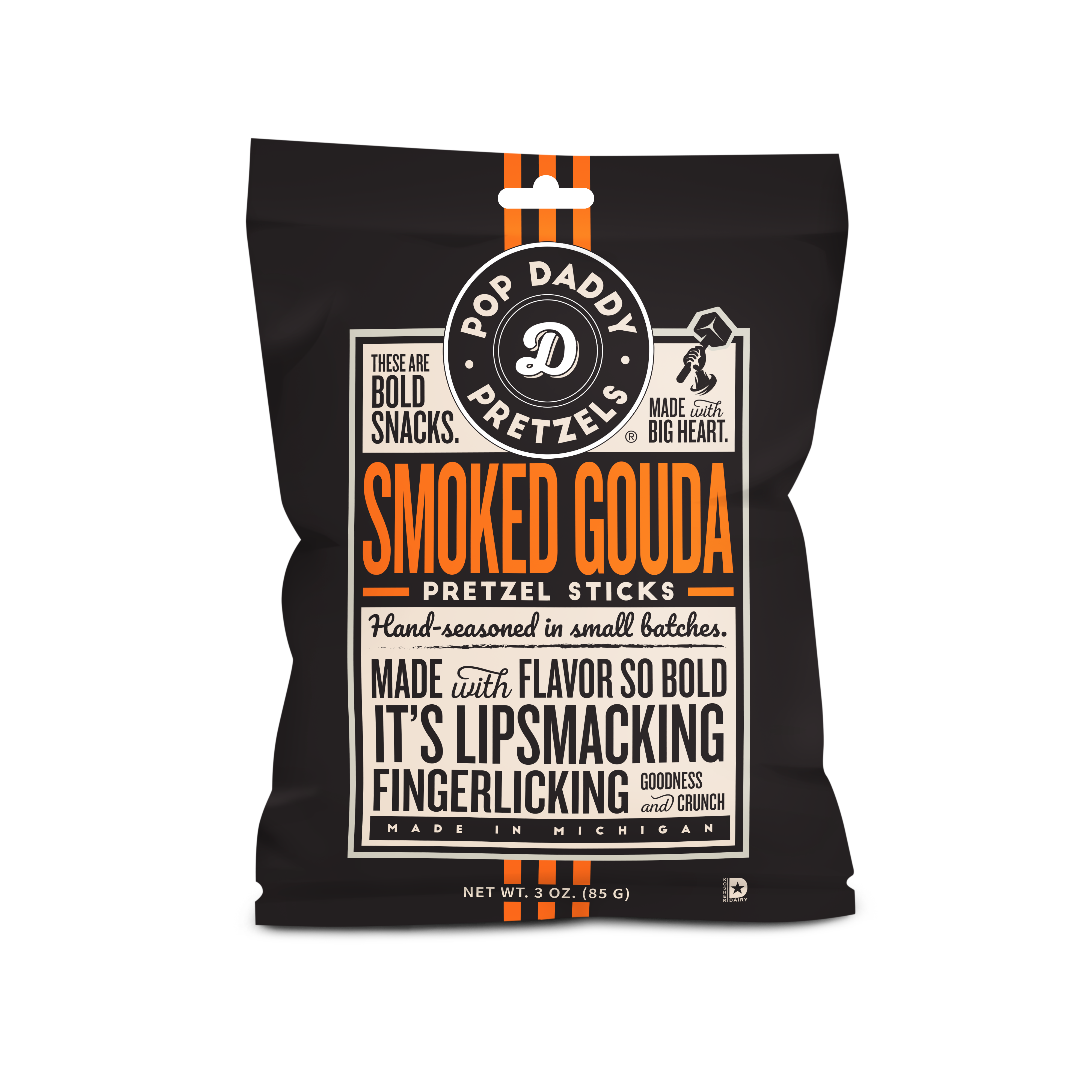 Pop Daddy Snacks - Seasoned Pretzels - 3oz - Smoked Gouda (NEW 12CT)
