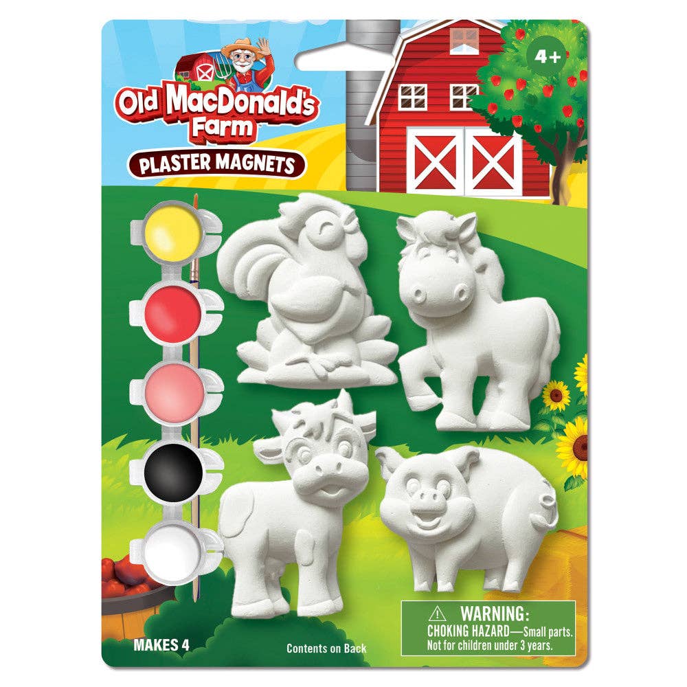 Masterpieces Puzzles - Old MacDonald's Farm - 4-Pack Plaster Magnets Paint Kit