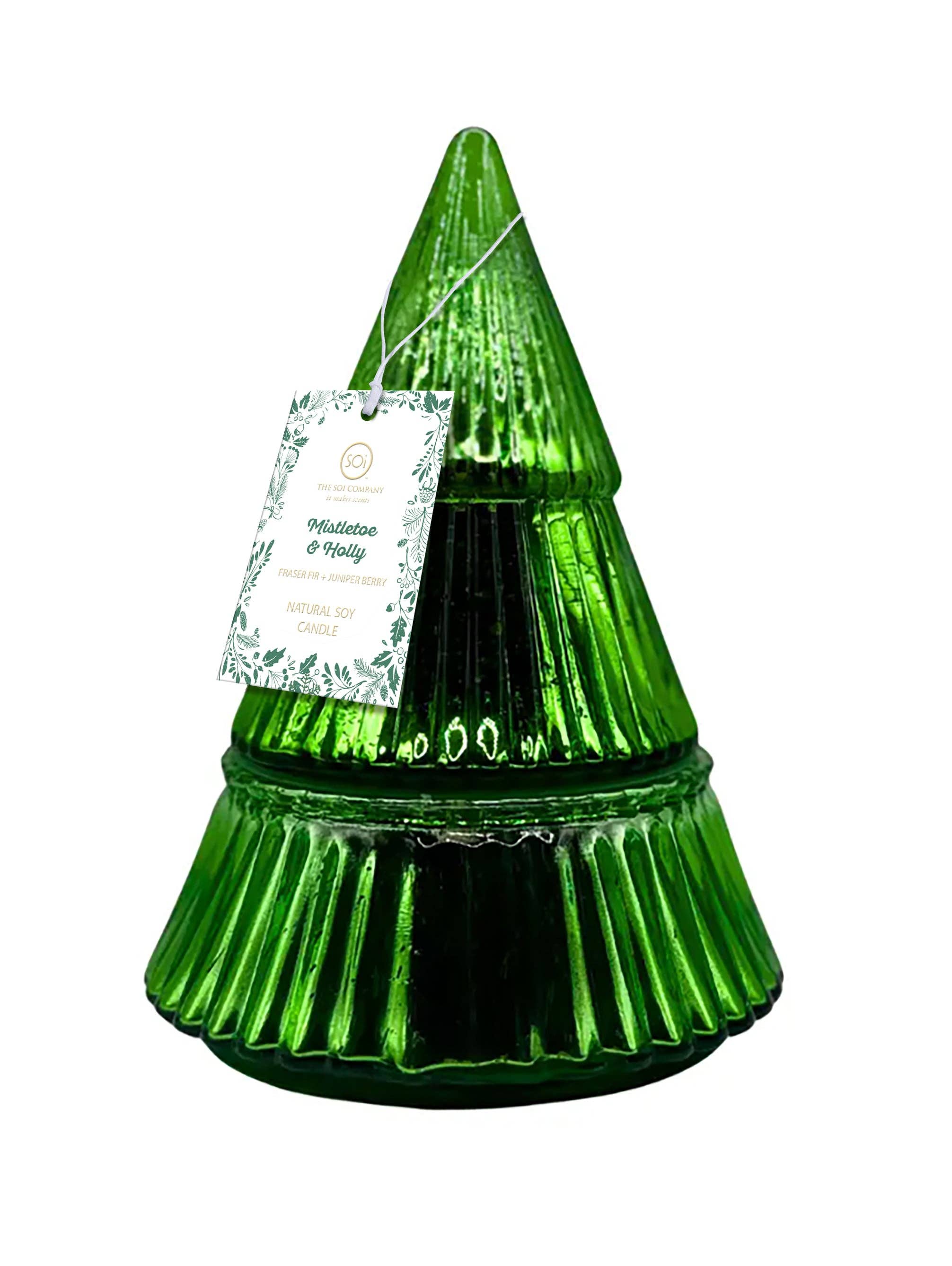 The SOi Company - Green Tree 9oz Glass Tree Mistletoe & Holly