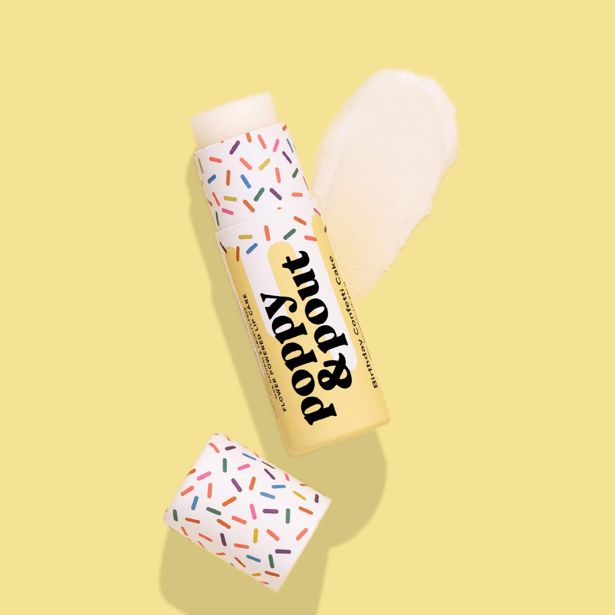Poppy & Pout - Lip Balm, Birthday Confetti Cake, Yellow