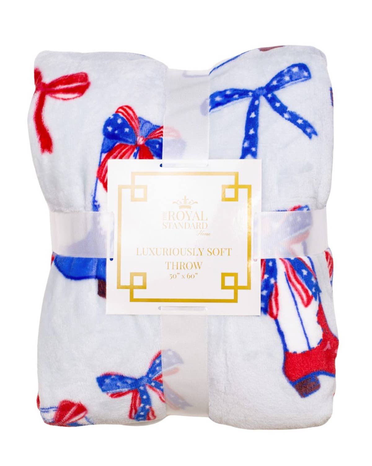 The Royal Standard - Boots N' Bows Throw   Red/White/Blue   50x60